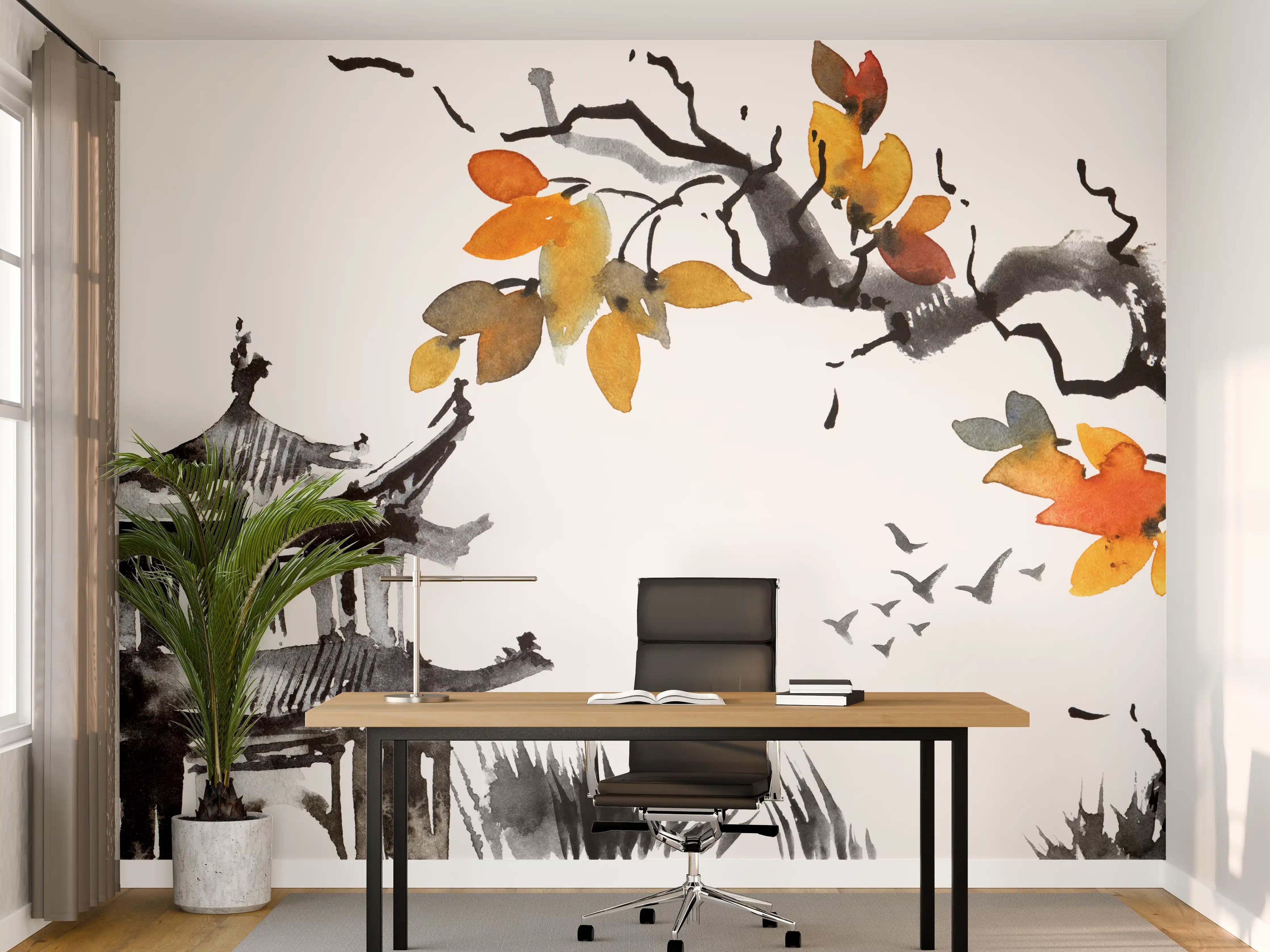 Büro Wandgestaltung - Chinesische Landschaft - Aquarell