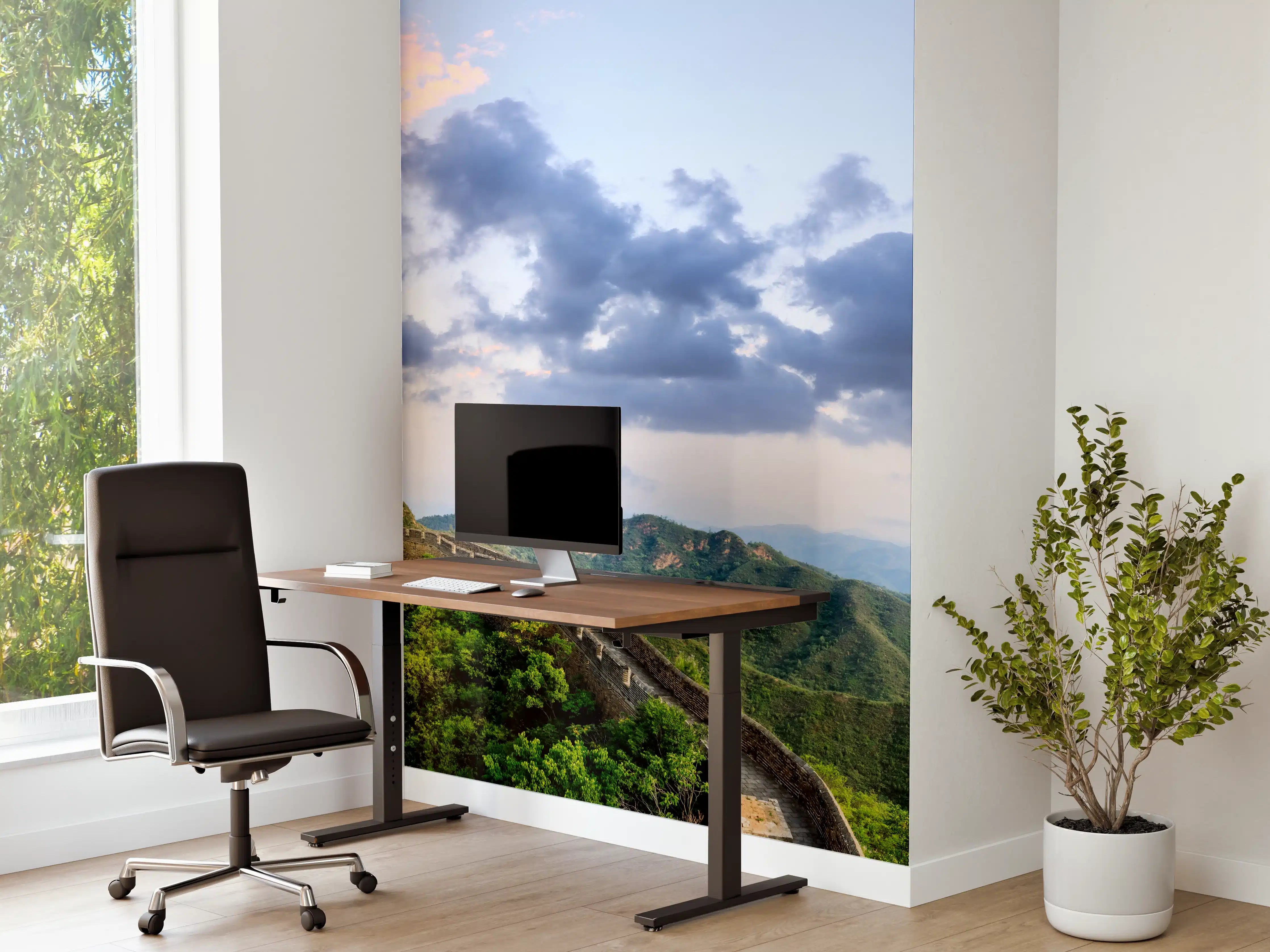 Büro Wandgestaltung - Chinesische Mauer Panorama Grün-Blau