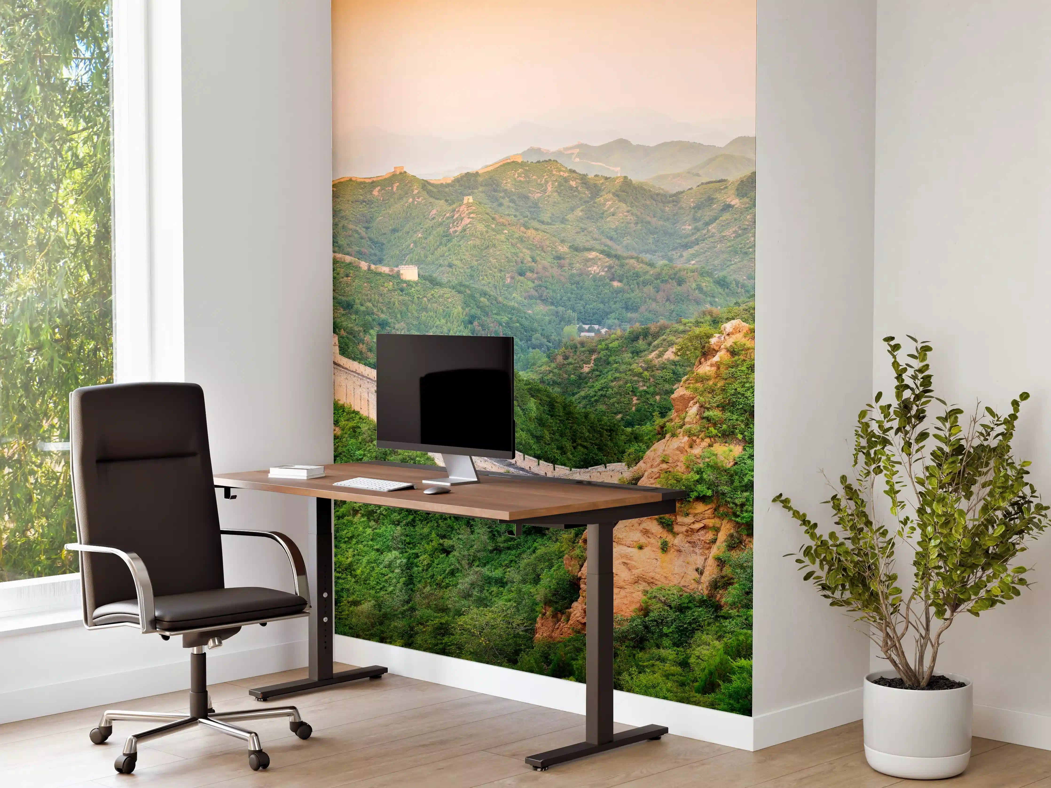 Büro Wandgestaltung - Chinesische Mauer Panorama Grün-Orange