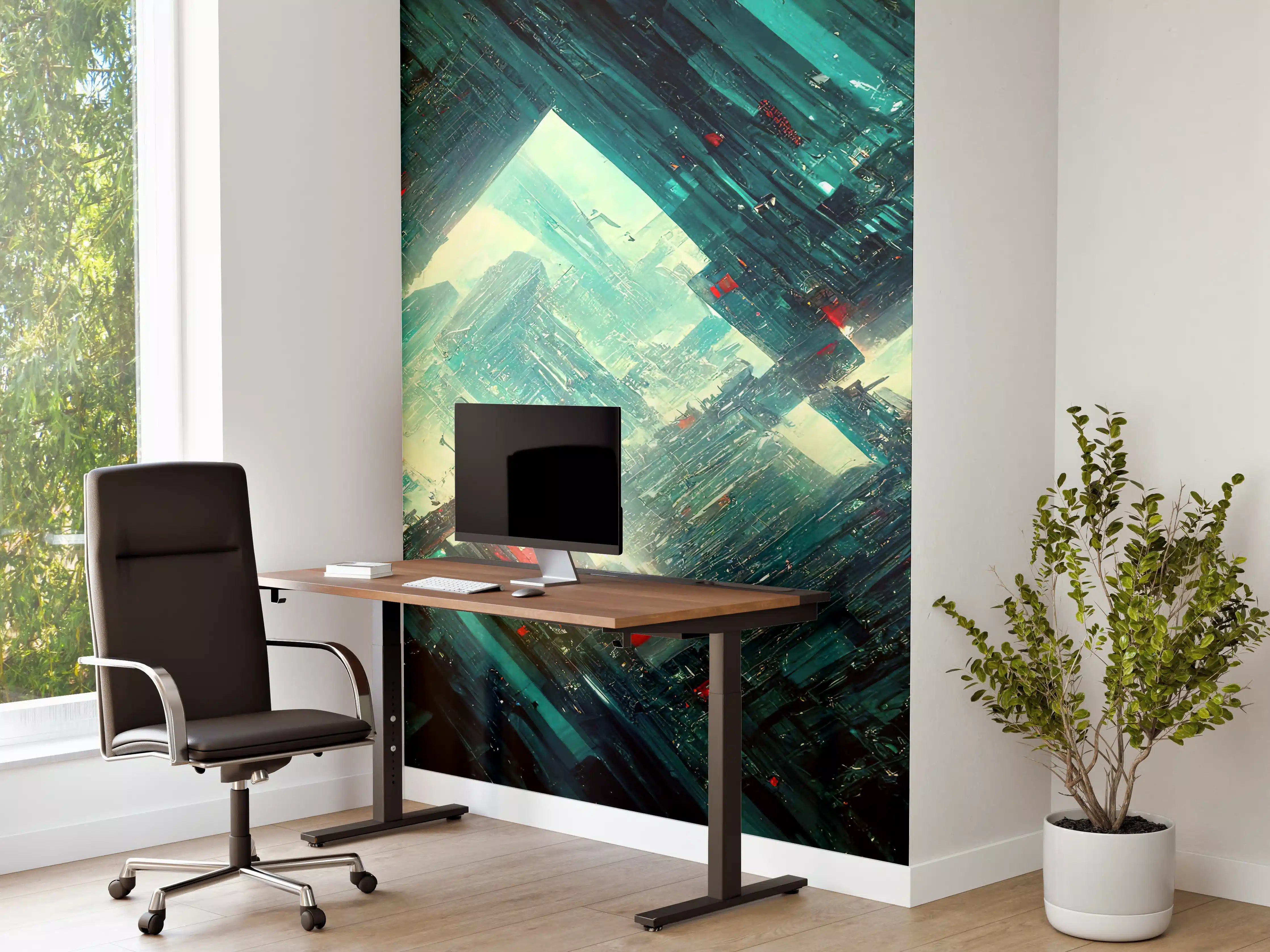 Büro Wandgestaltung - Cyberpunk-Stadt Futuristisch