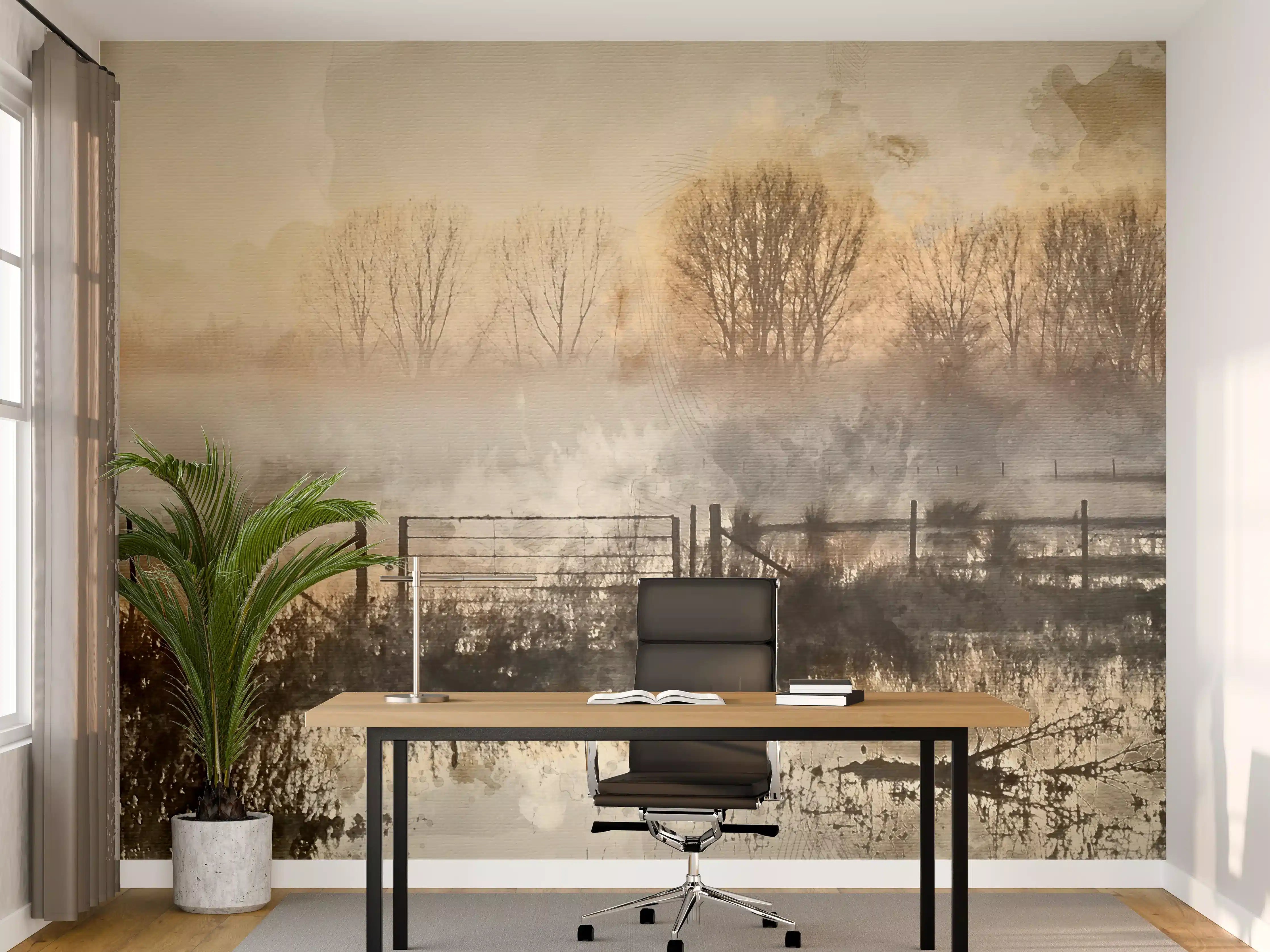 Büro Wandgestaltung - Dämmerungsstimmung auf dem Land