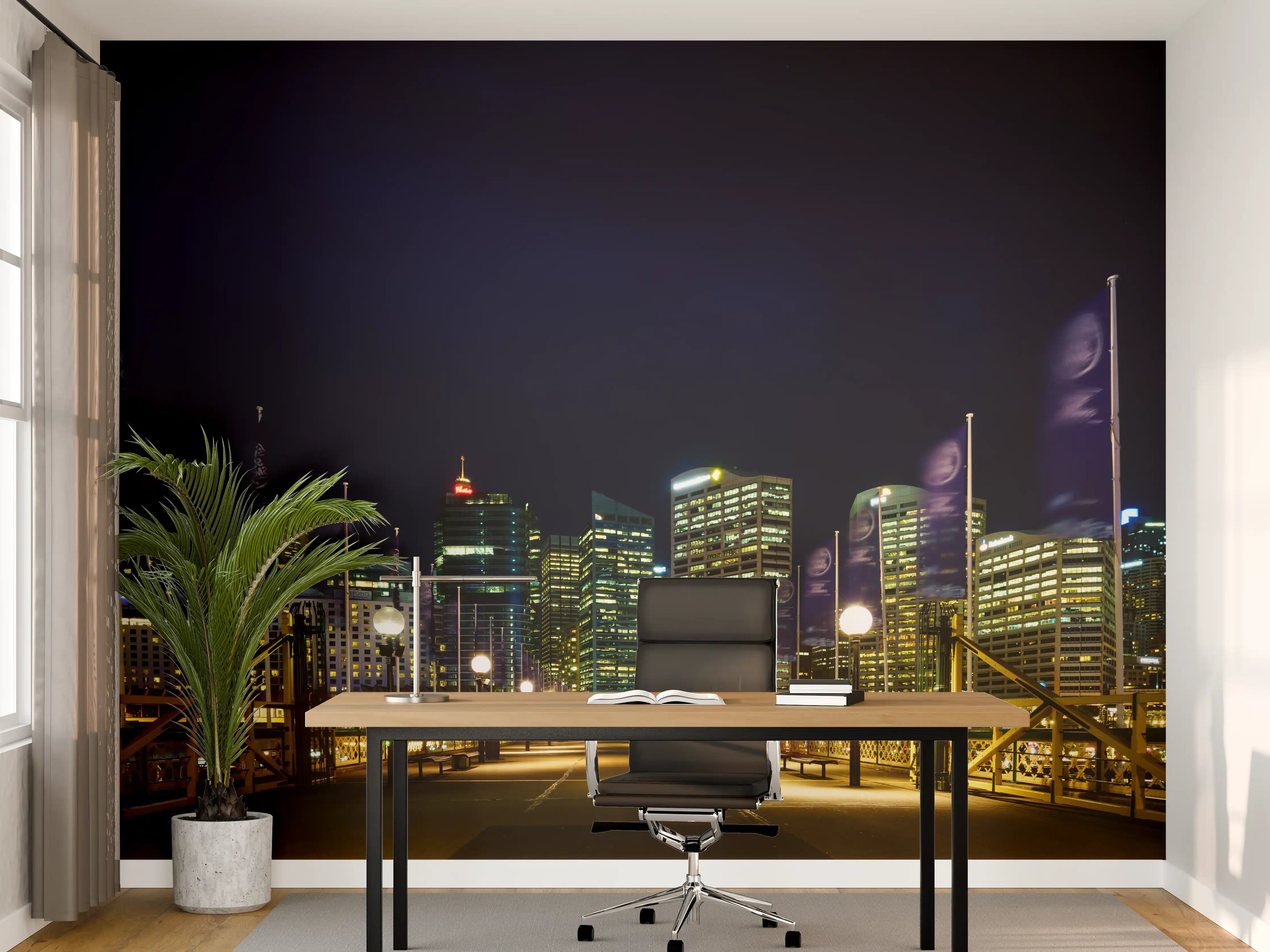 Büro Wandgestaltung - Darling Harbour bei Nacht