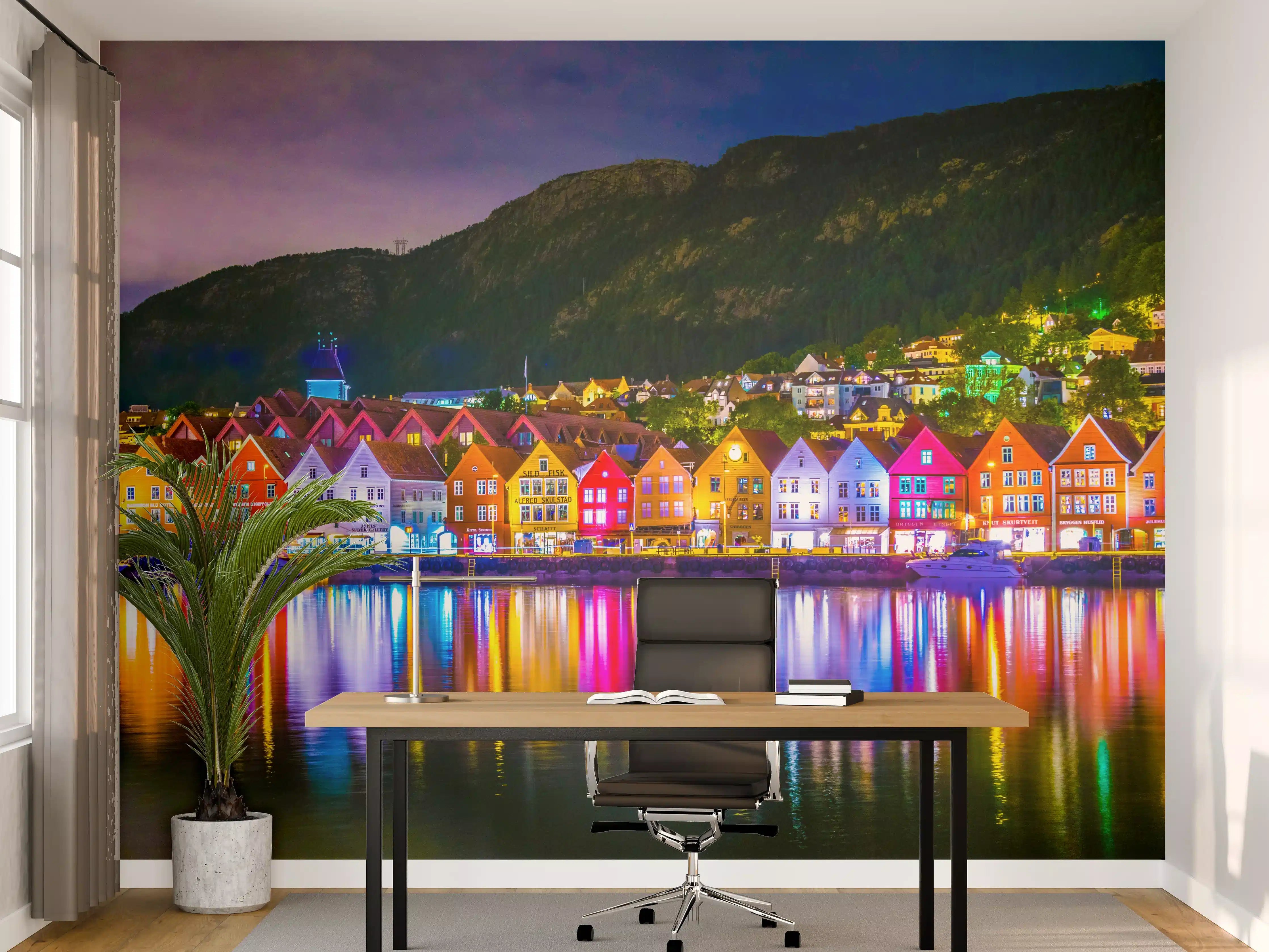 Büro Wandgestaltung - Das historische Holzviertel Bryggen
