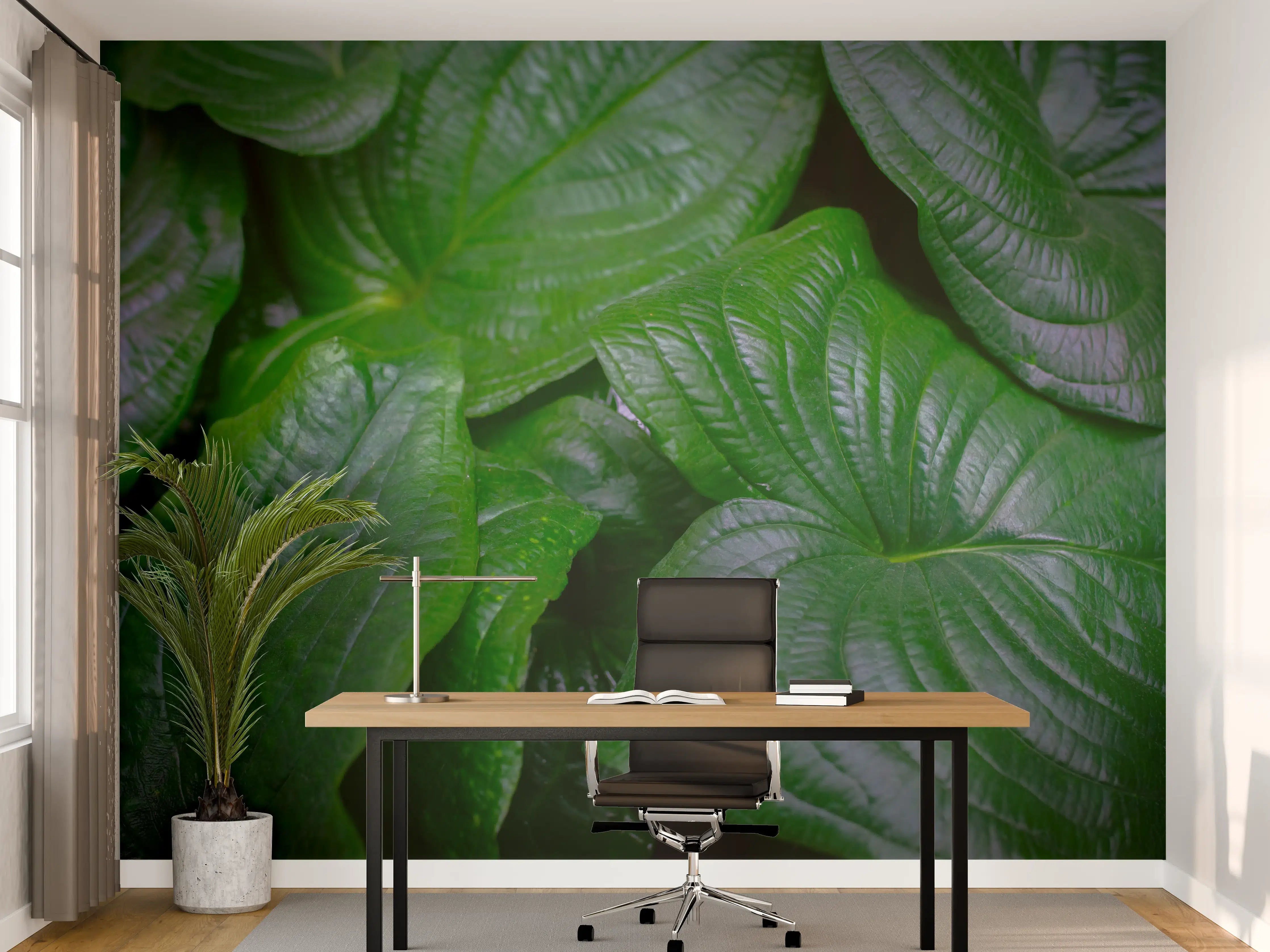 Büro Wandgestaltung - Detailaufnahme Grüner Blätter