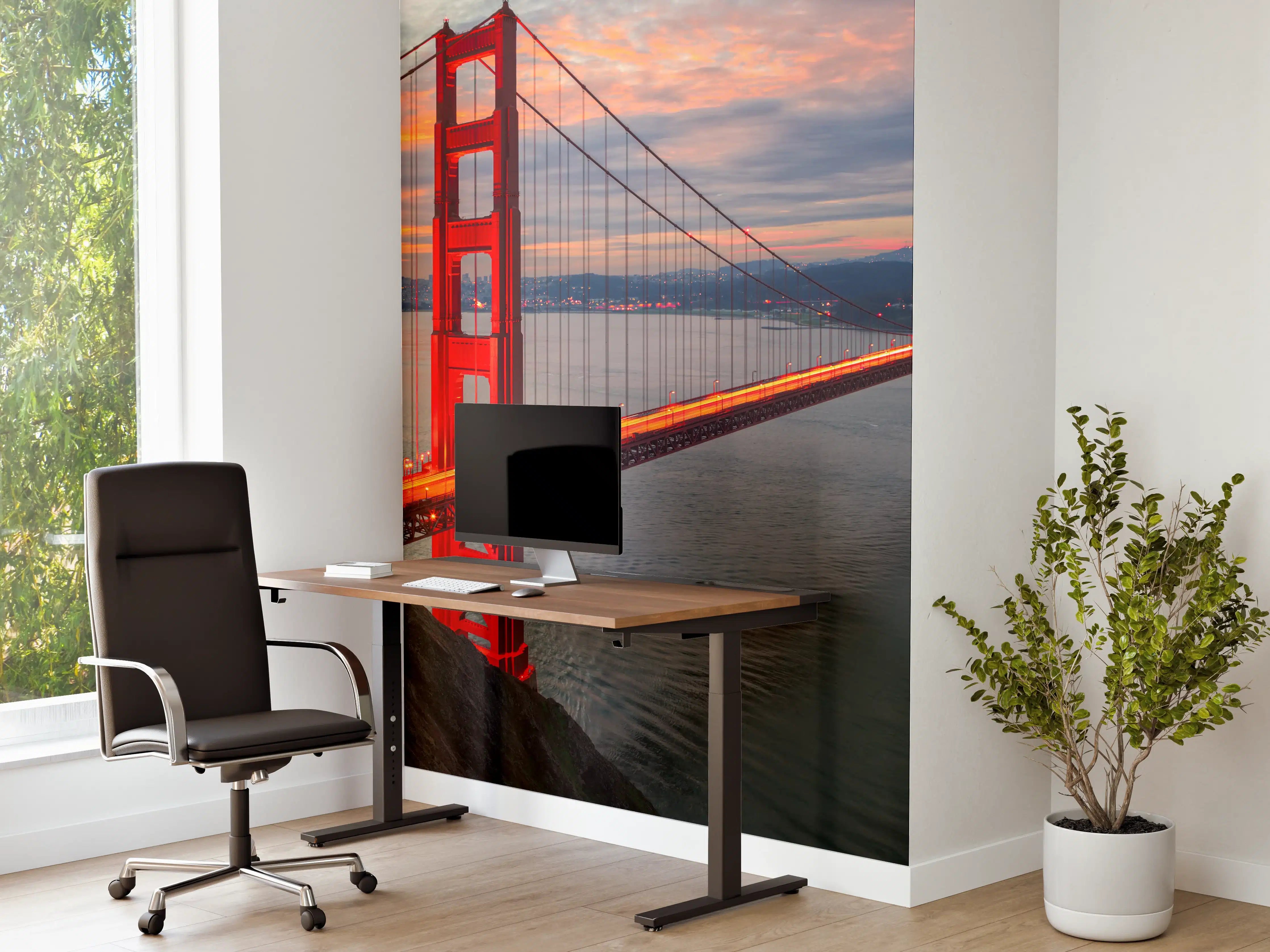 Büro Wandgestaltung - Die Golden Gate Bridge bei Sonnenaufgang