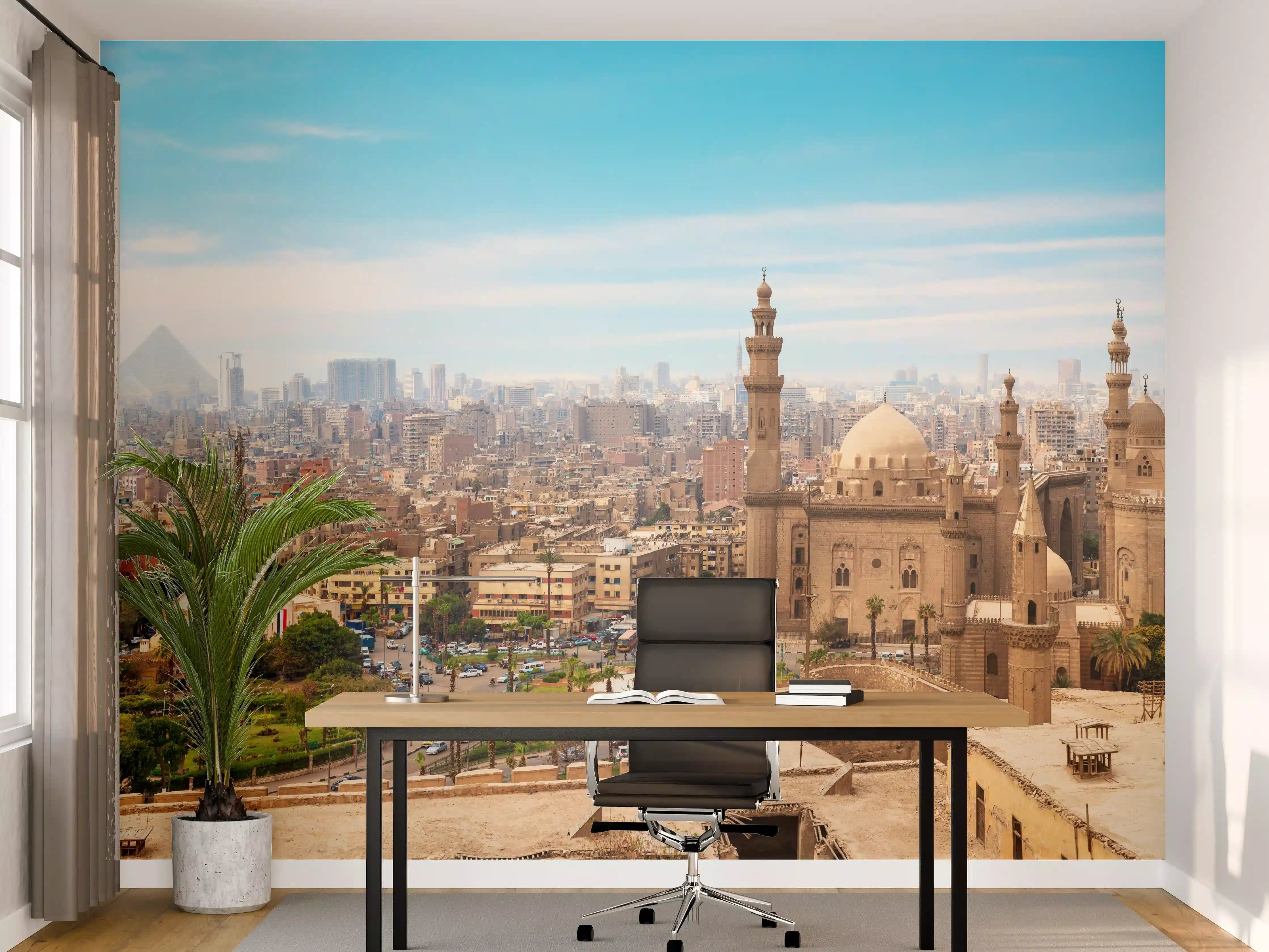 Büro Wandgestaltung - Die Moschee-Madrassa von Sultan Hassan im Panorama von Kairo