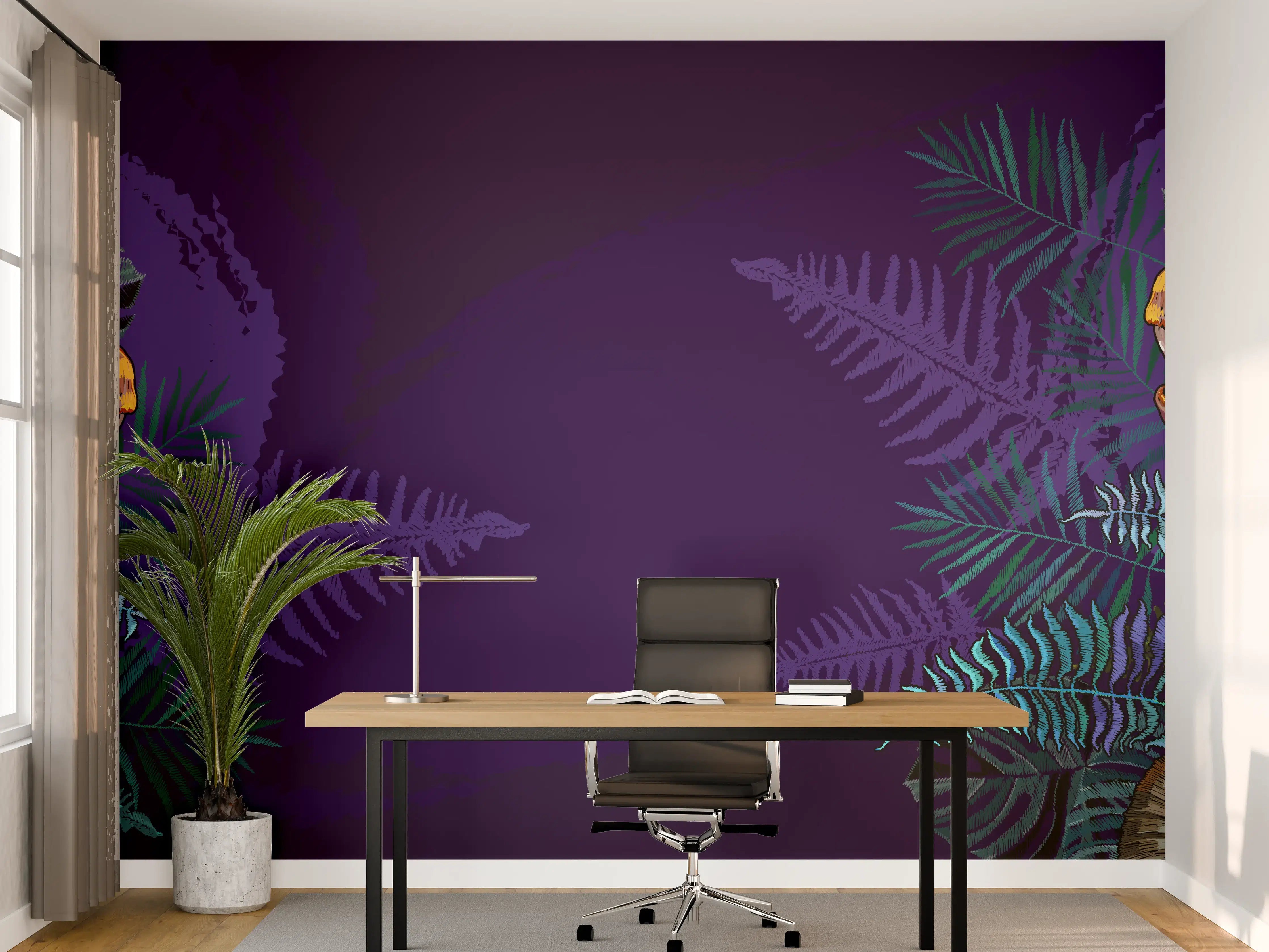 Büro Wandgestaltung - Dinosaurier & Fossilien Dunkellila Muster