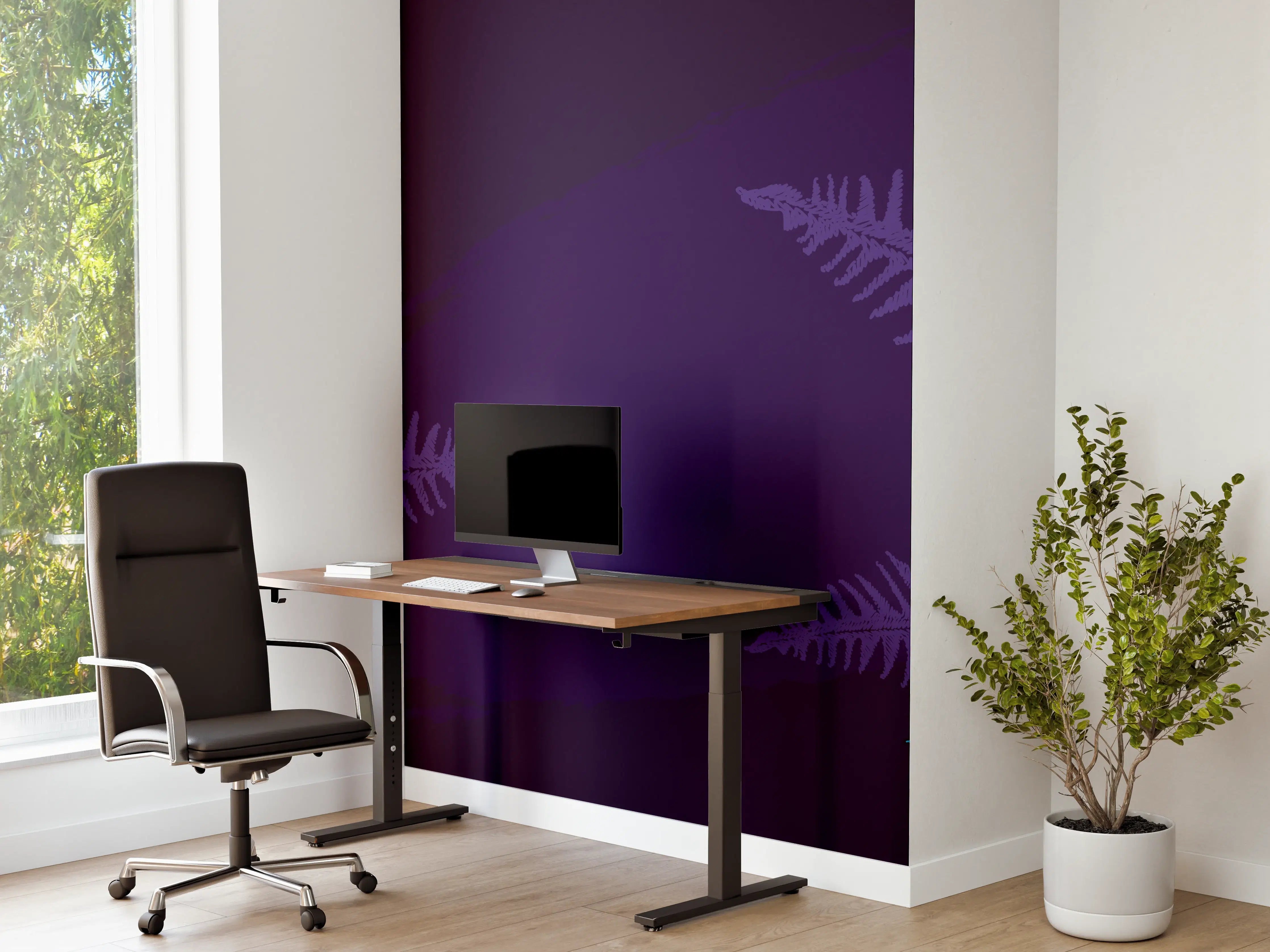 Büro Wandgestaltung - Dinosaurier & Fossilien Dunkellila Muster