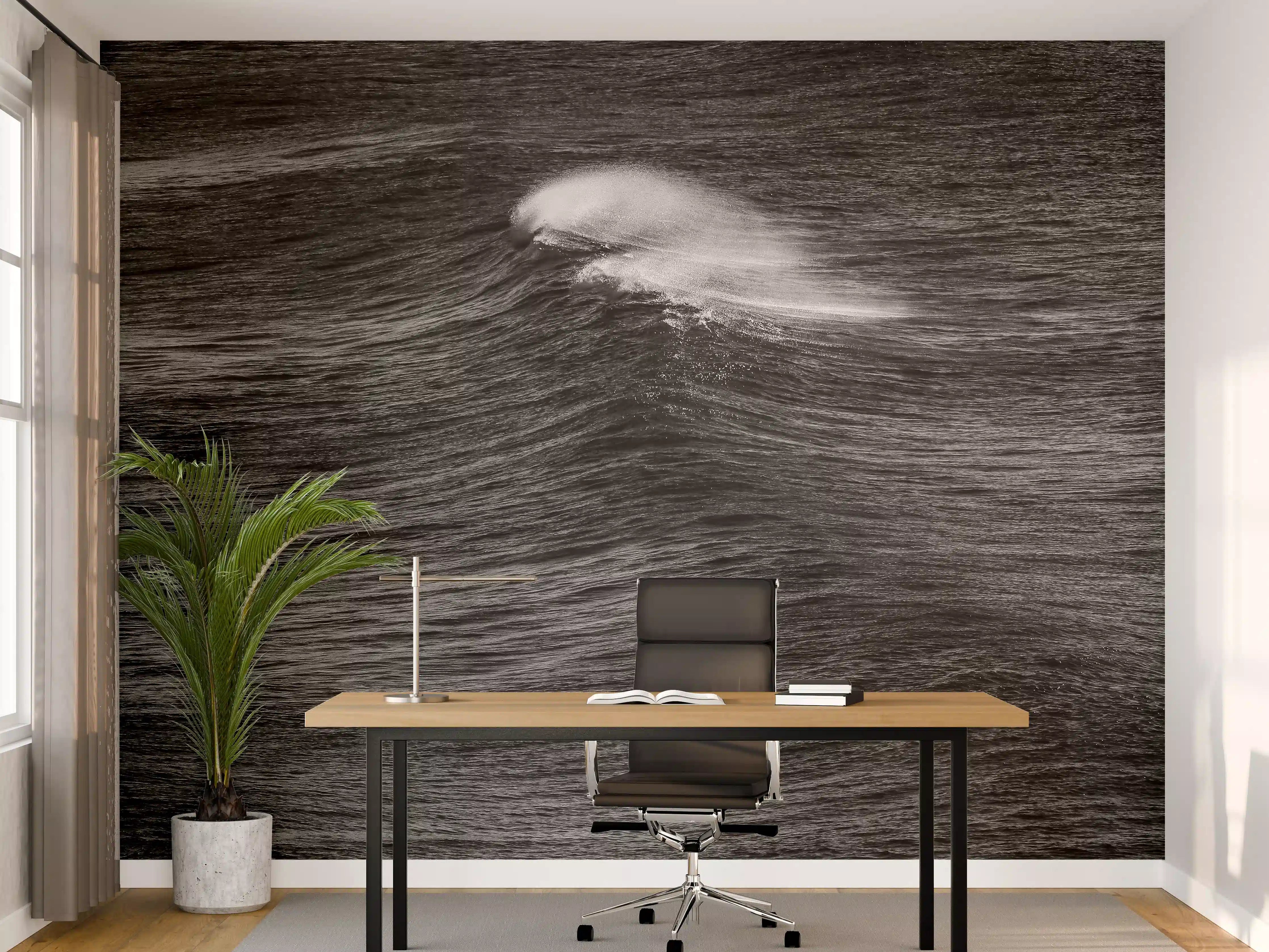 Büro Wandgestaltung - Dramatisches Meer in Schwarzweiß