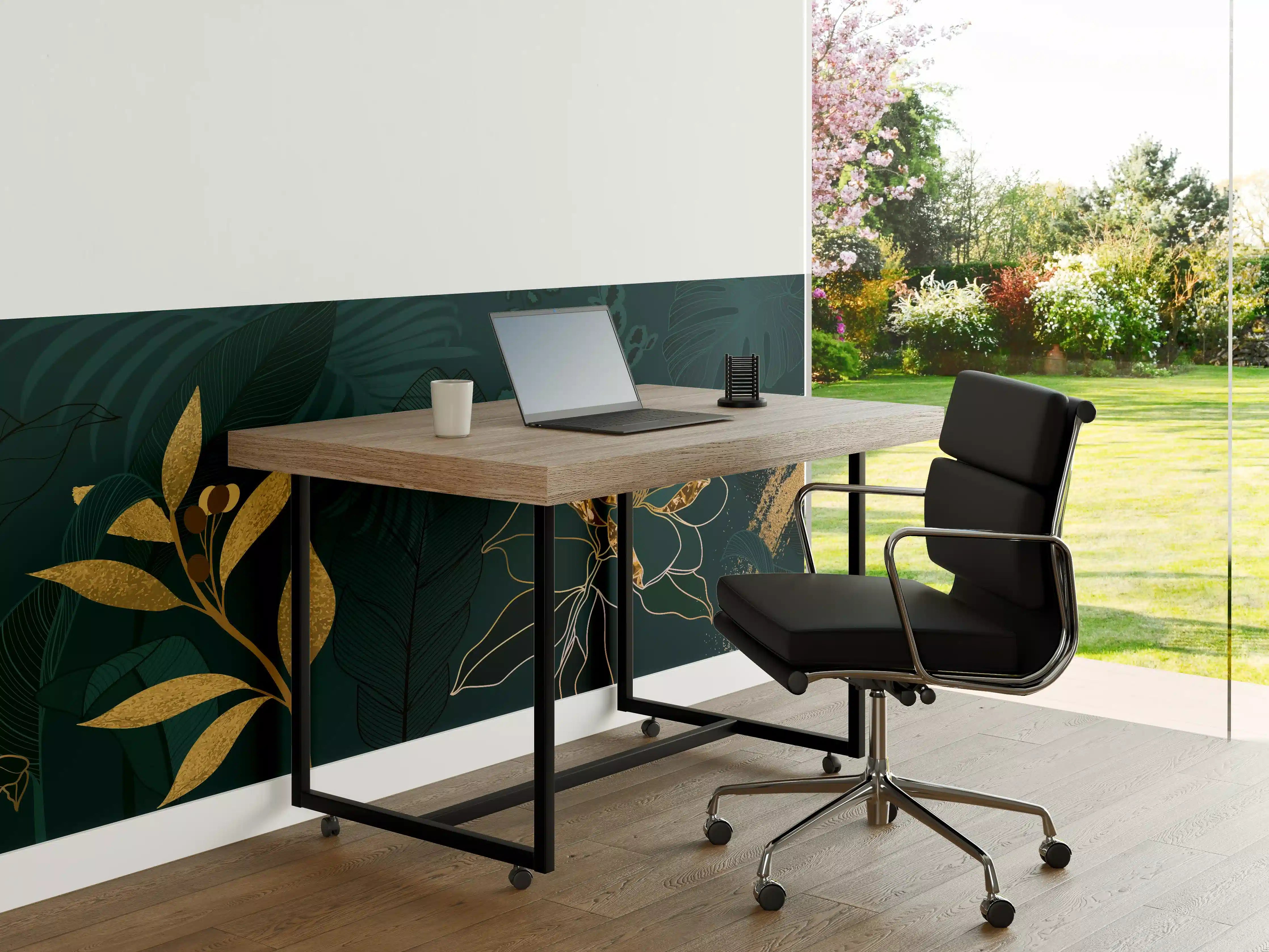 Büro Wandgestaltung - Dschungel-Blatt-Gold-Linie