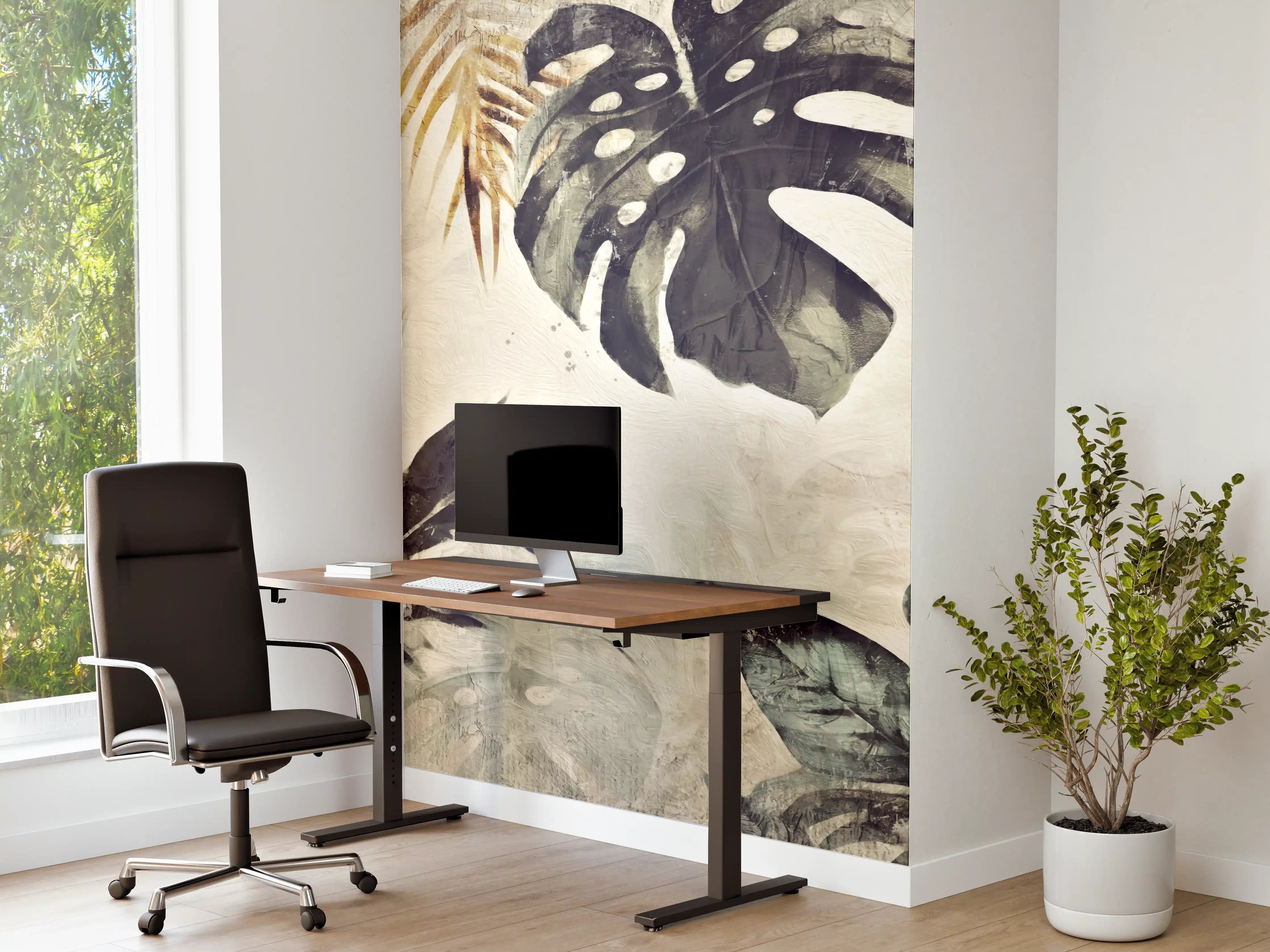 Büro Wandgestaltung - Dschungelromantik mit tropischen Blättern