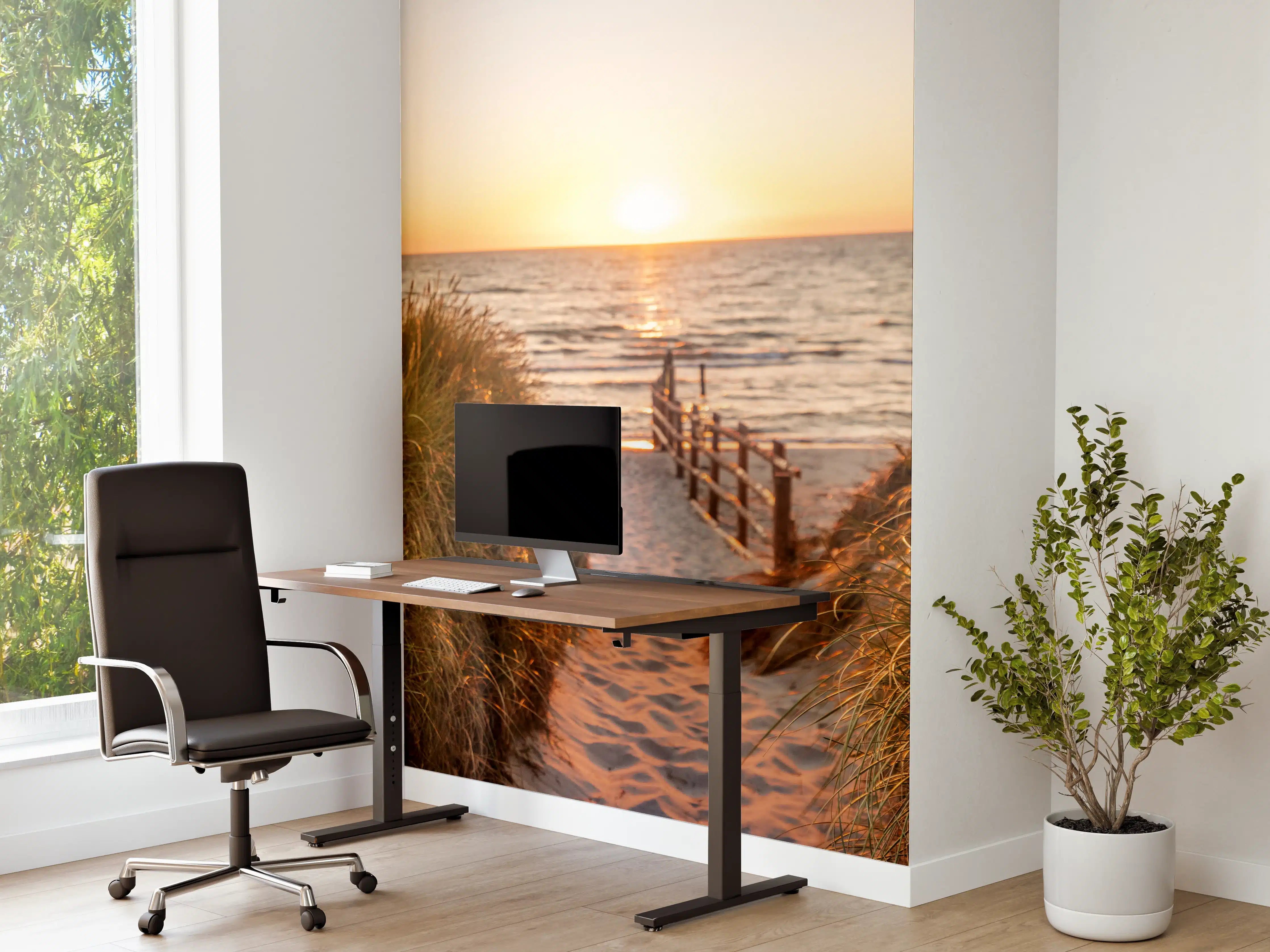 Büro Wandgestaltung - Dünen am Strand an der Nordsee bei Sonnenuntergang