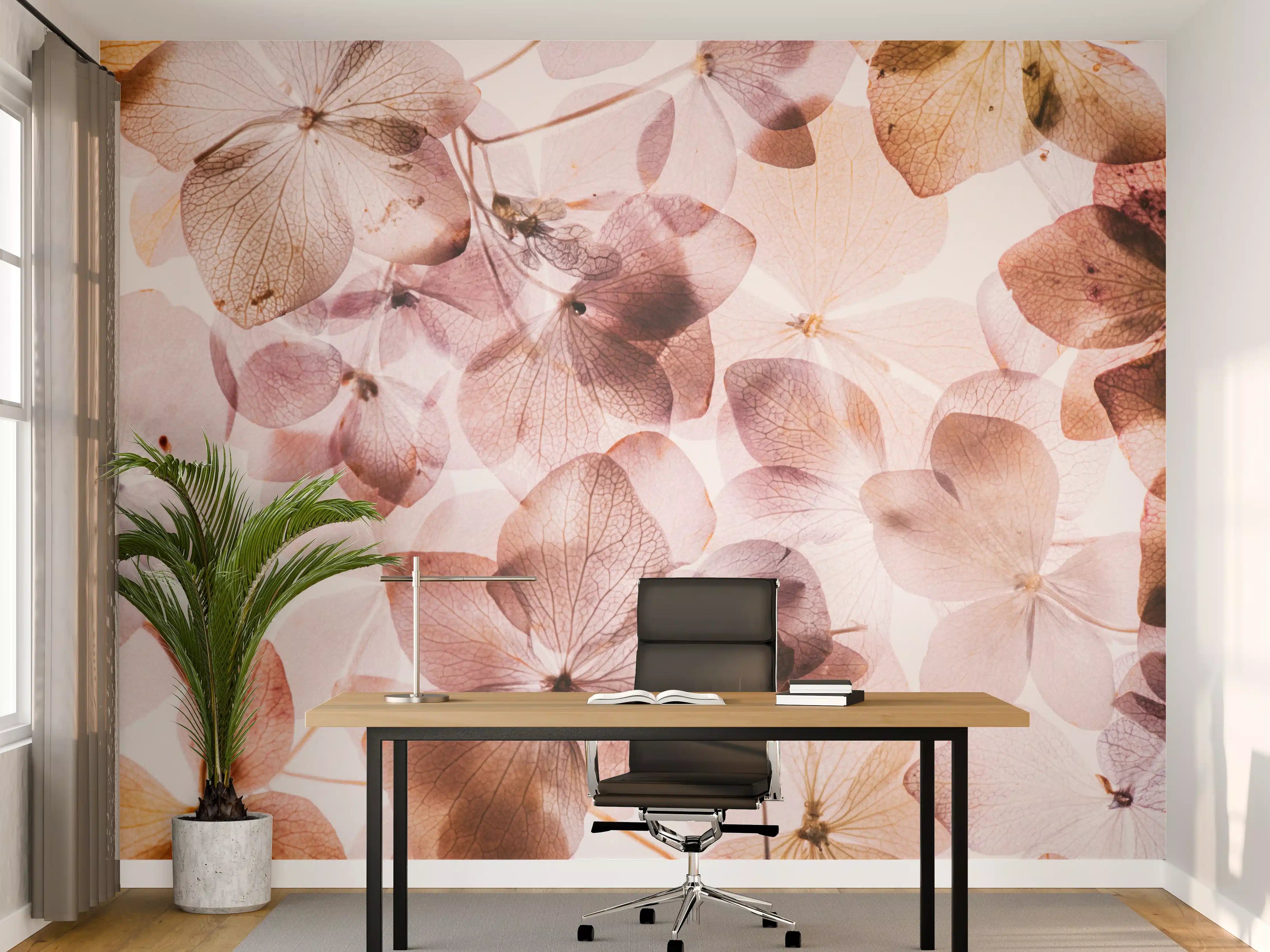 Büro Wandgestaltung - Dünne rosafarbige Hortensienblüten