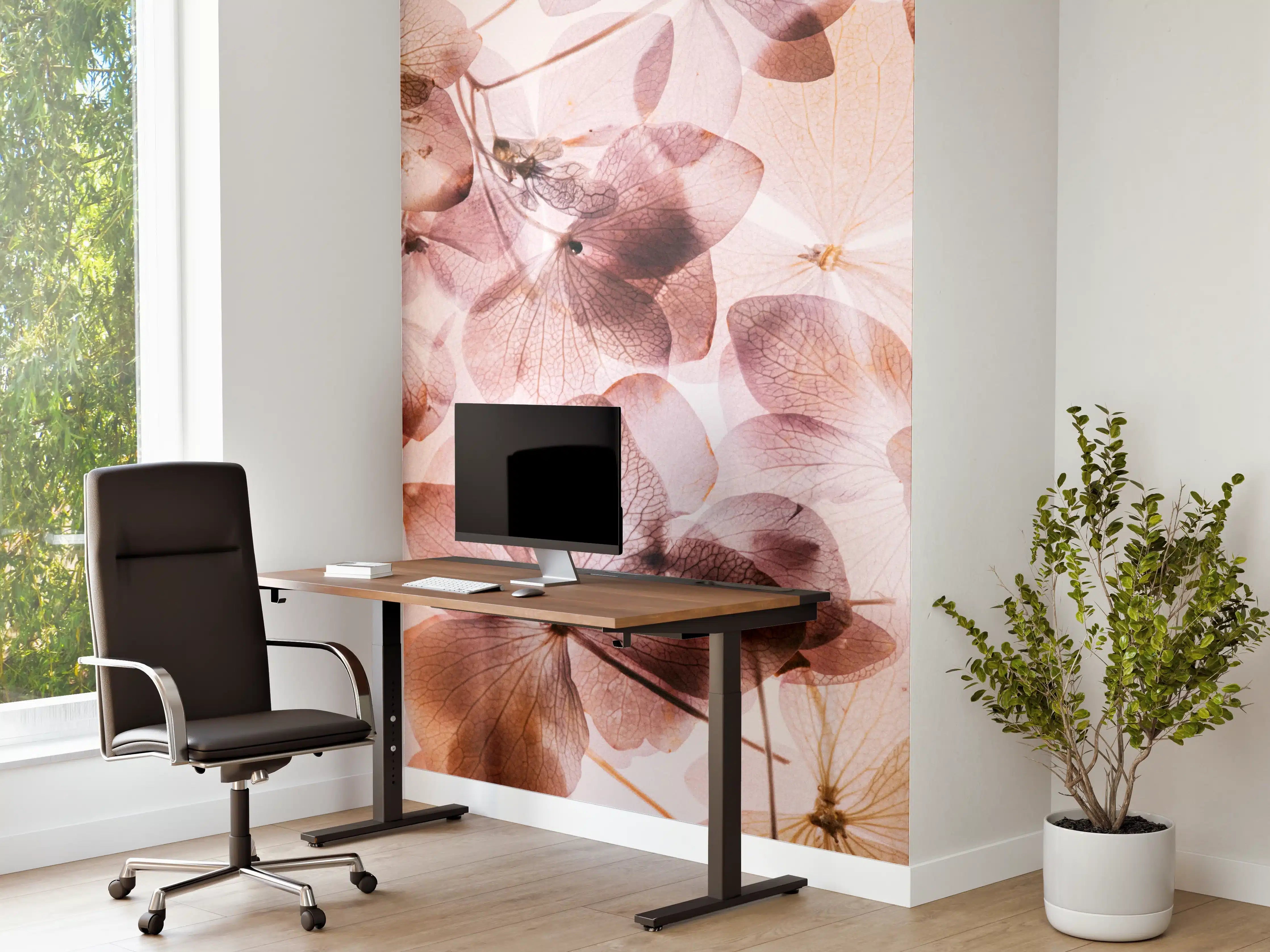 Büro Wandgestaltung - Dünne rosafarbige Hortensienblüten