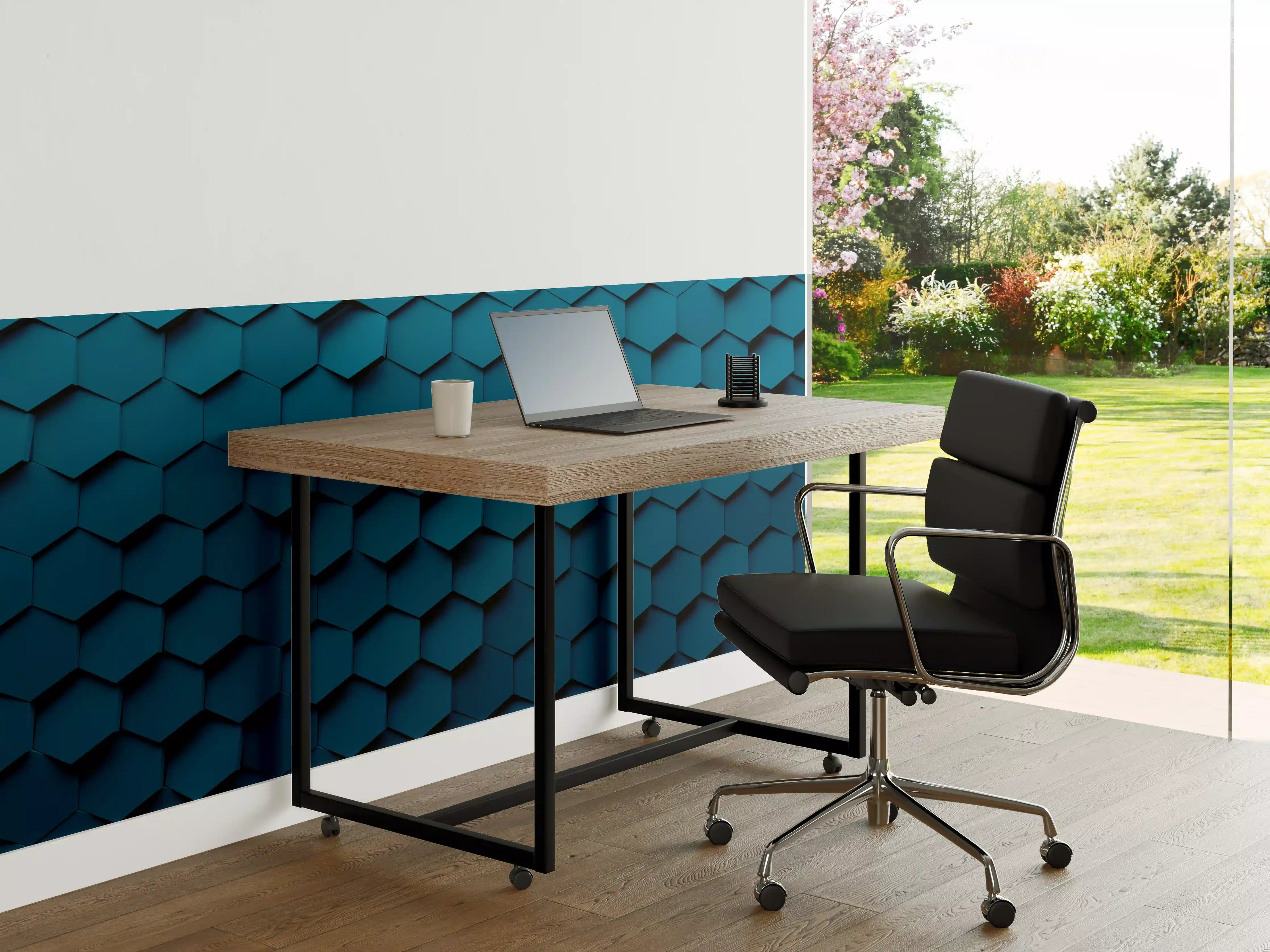 Büro Wandgestaltung - Dunkelblaue 3D-Hexagon-Wandpaneele