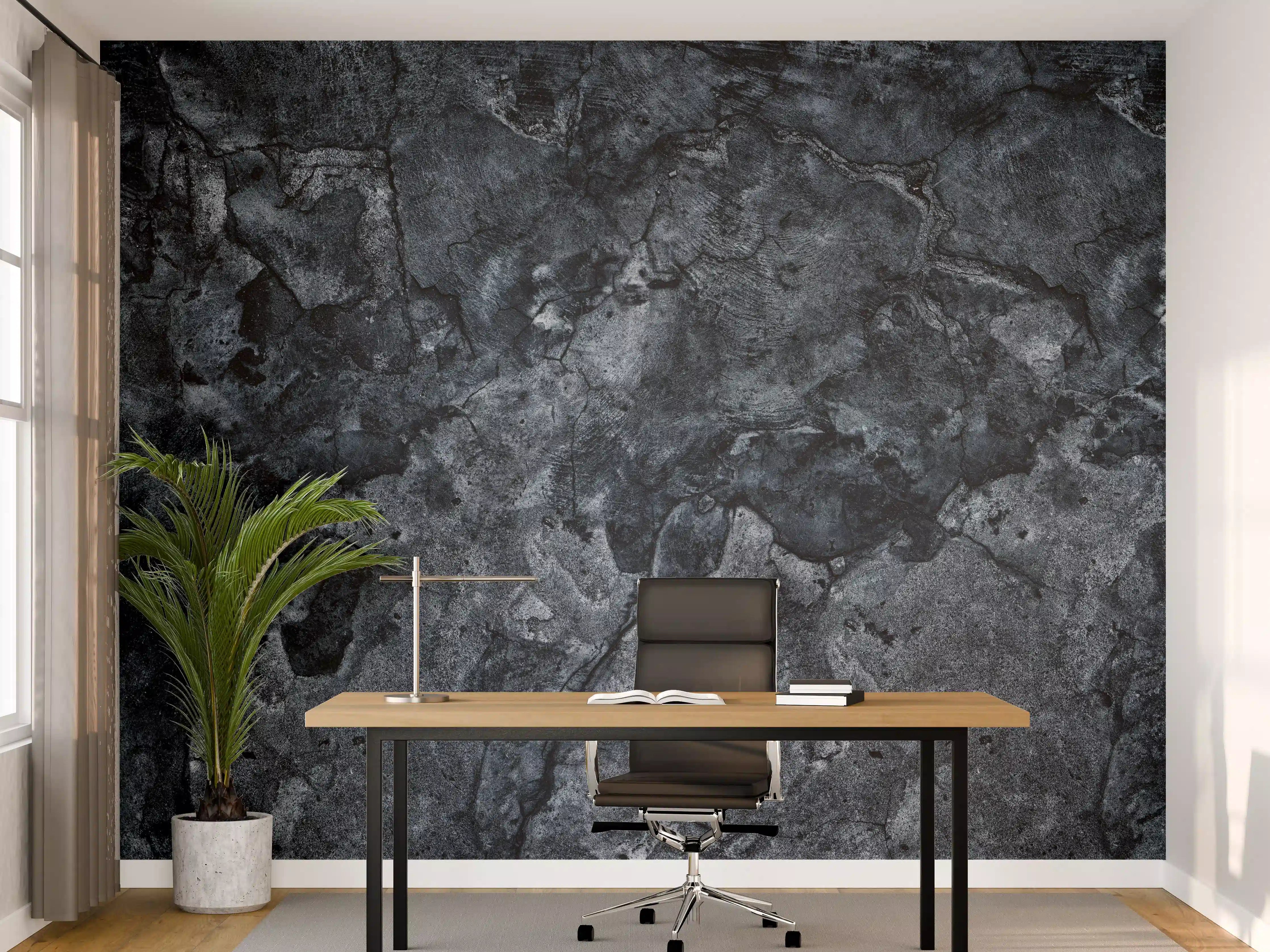 Büro Wandgestaltung - Dunkelblaue beschädigte Betonwand