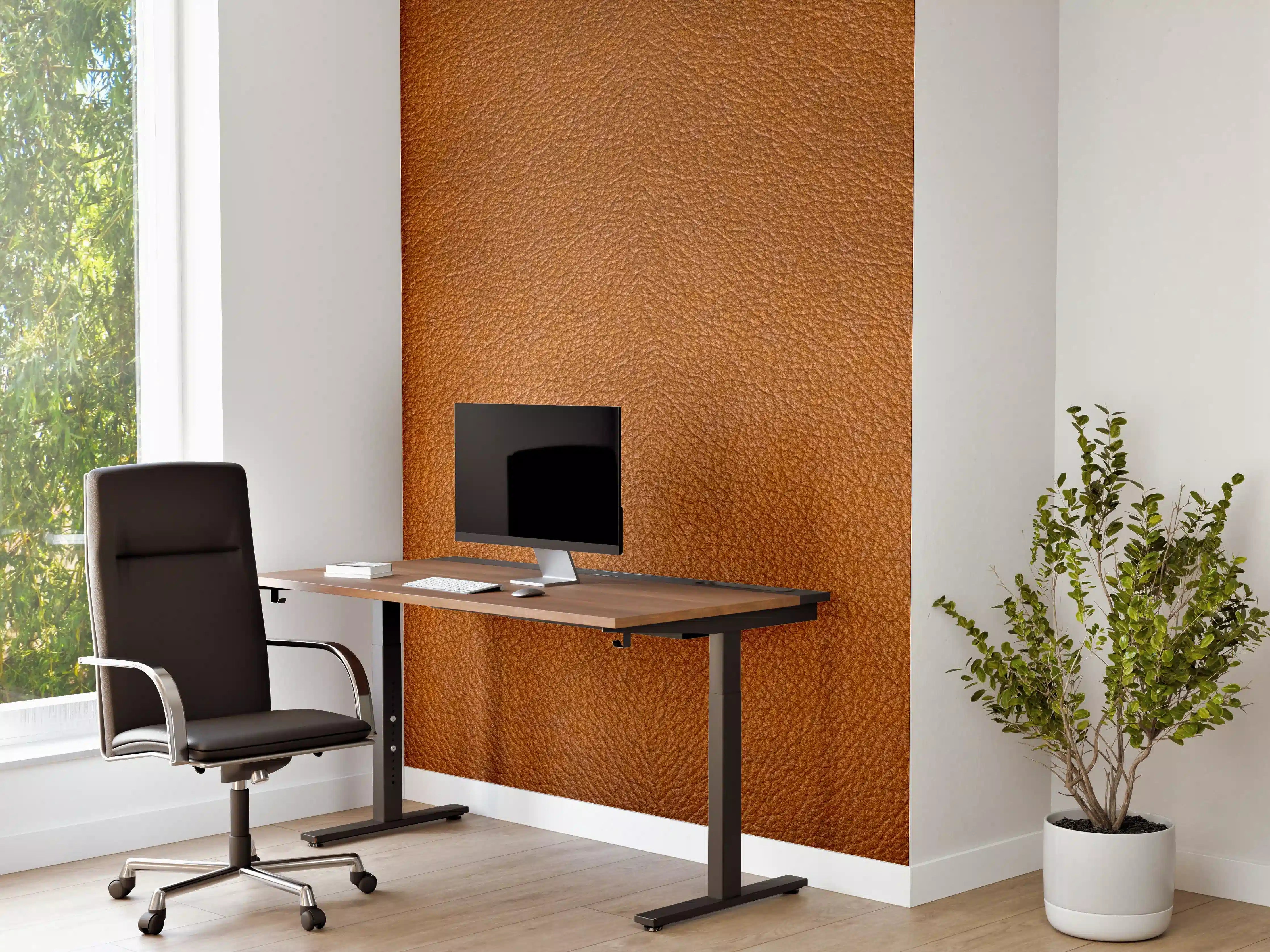 Büro Wandgestaltung - Dunkelbraune Leder Textur