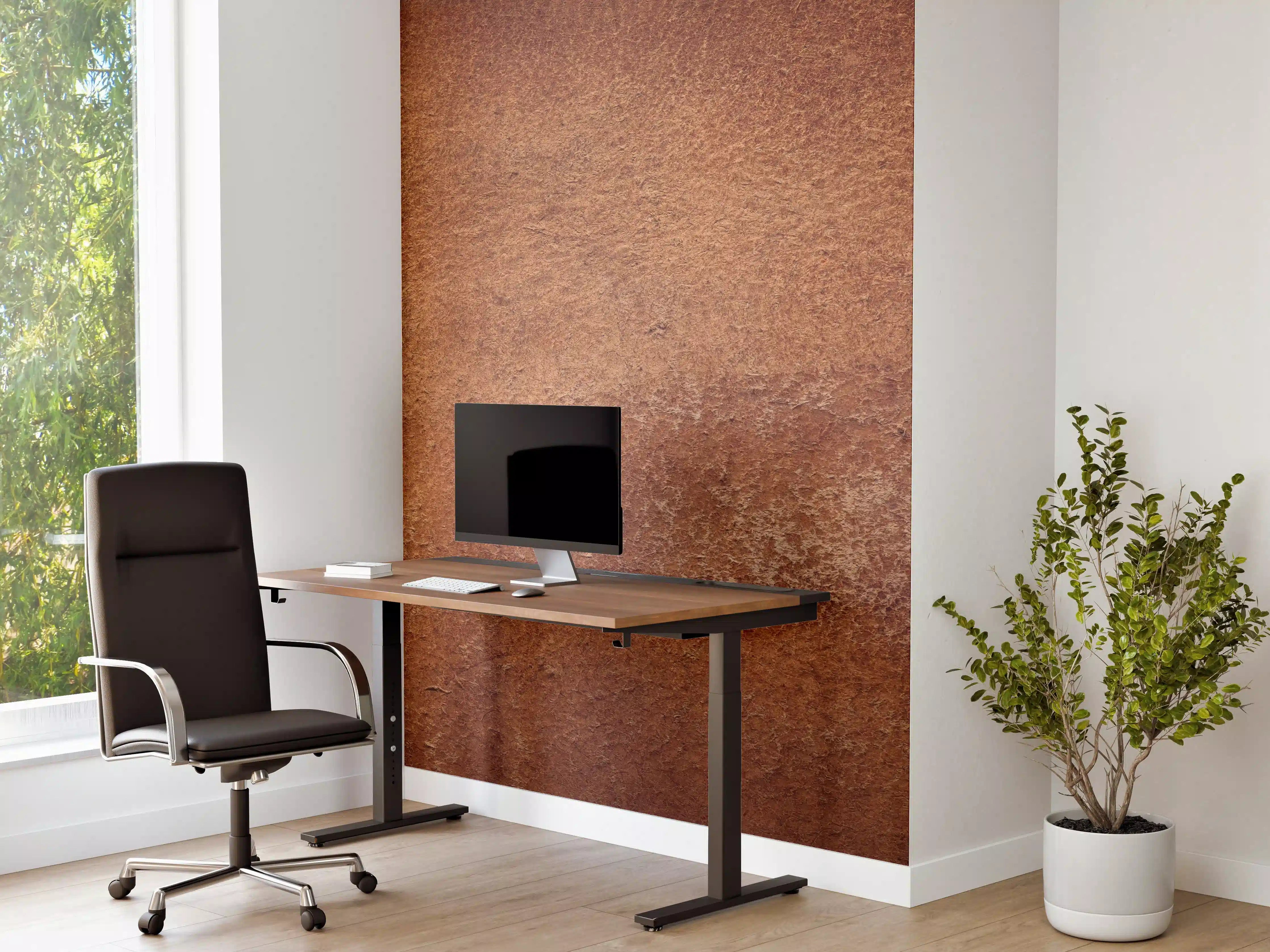 Büro Wandgestaltung - Dunkelbraune Ledertextur