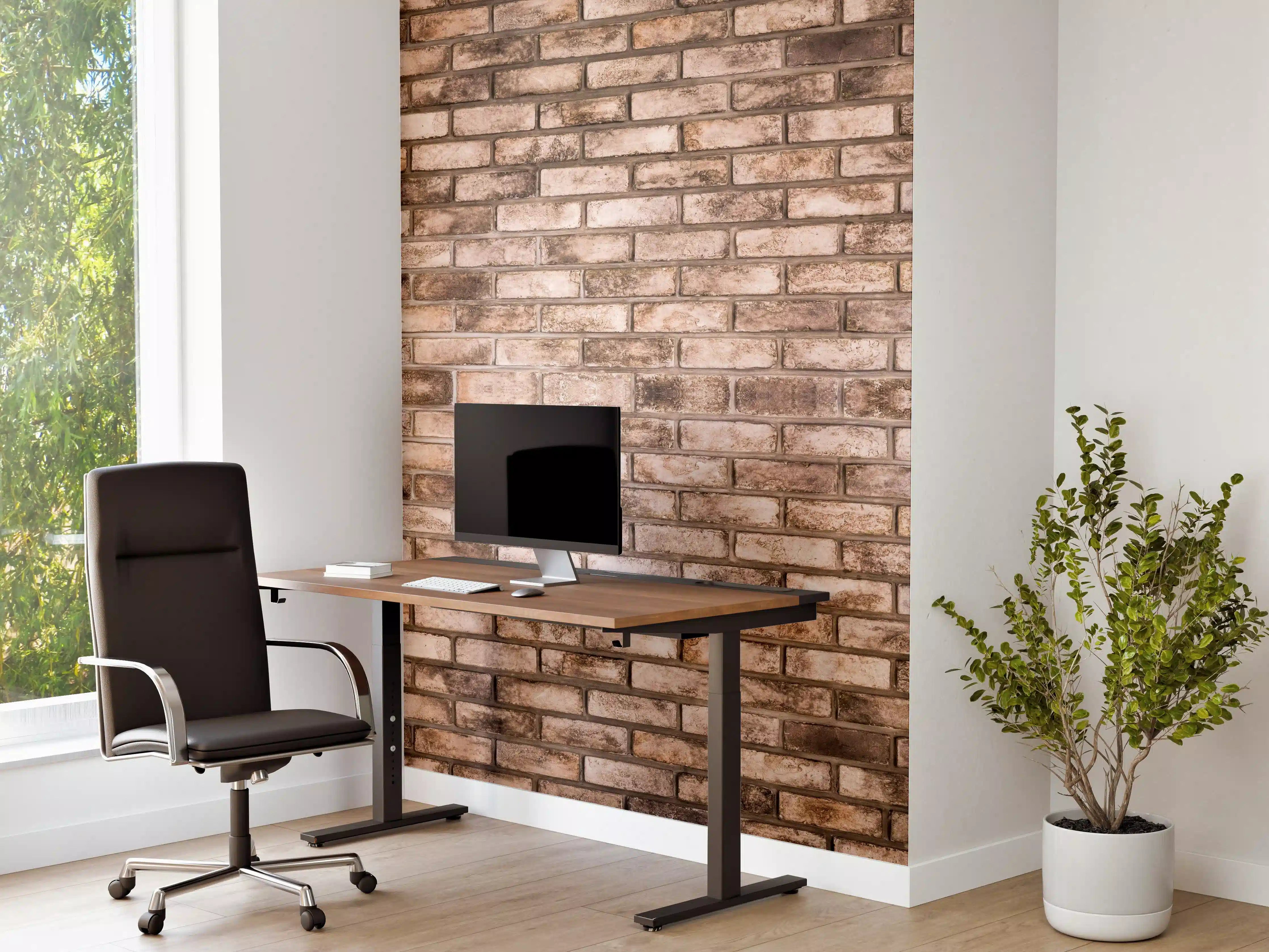 Büro Wandgestaltung - Dunkelbraune Steinmauer