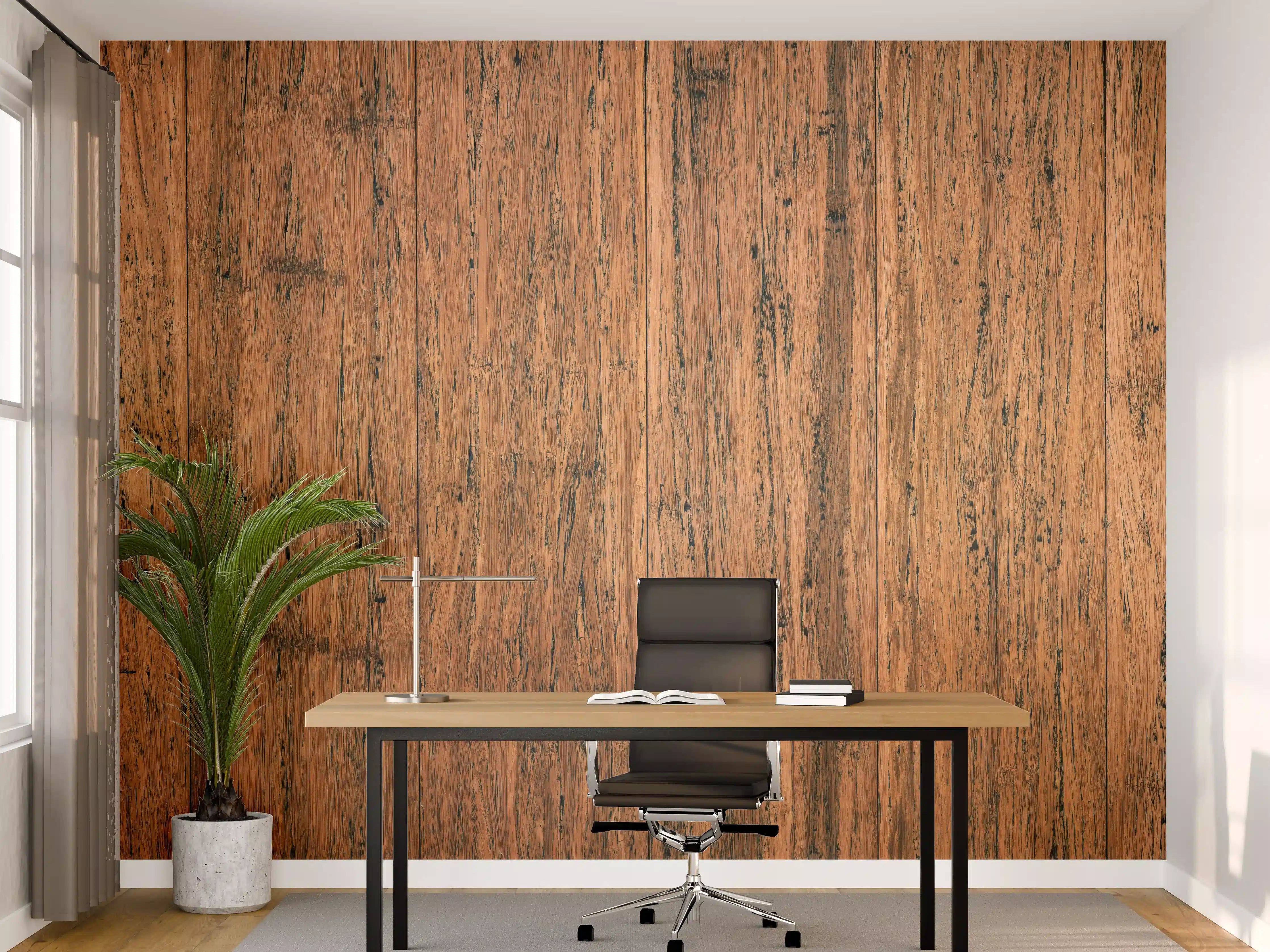 Büro Wandgestaltung - Dunkelbraunes rustikales Holzbrett