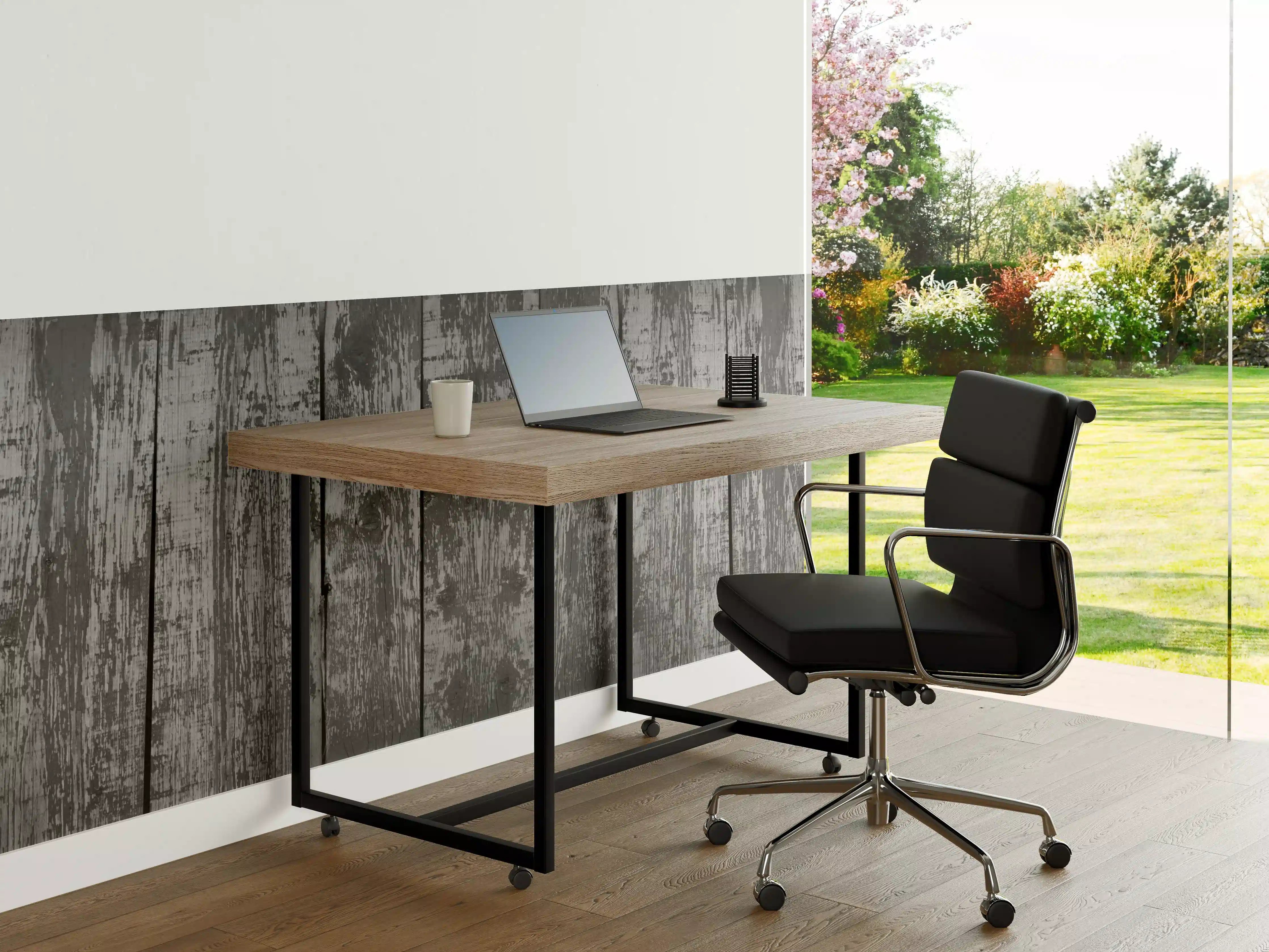 Büro Wandgestaltung - Dunkelgrauer Holzhintergrund