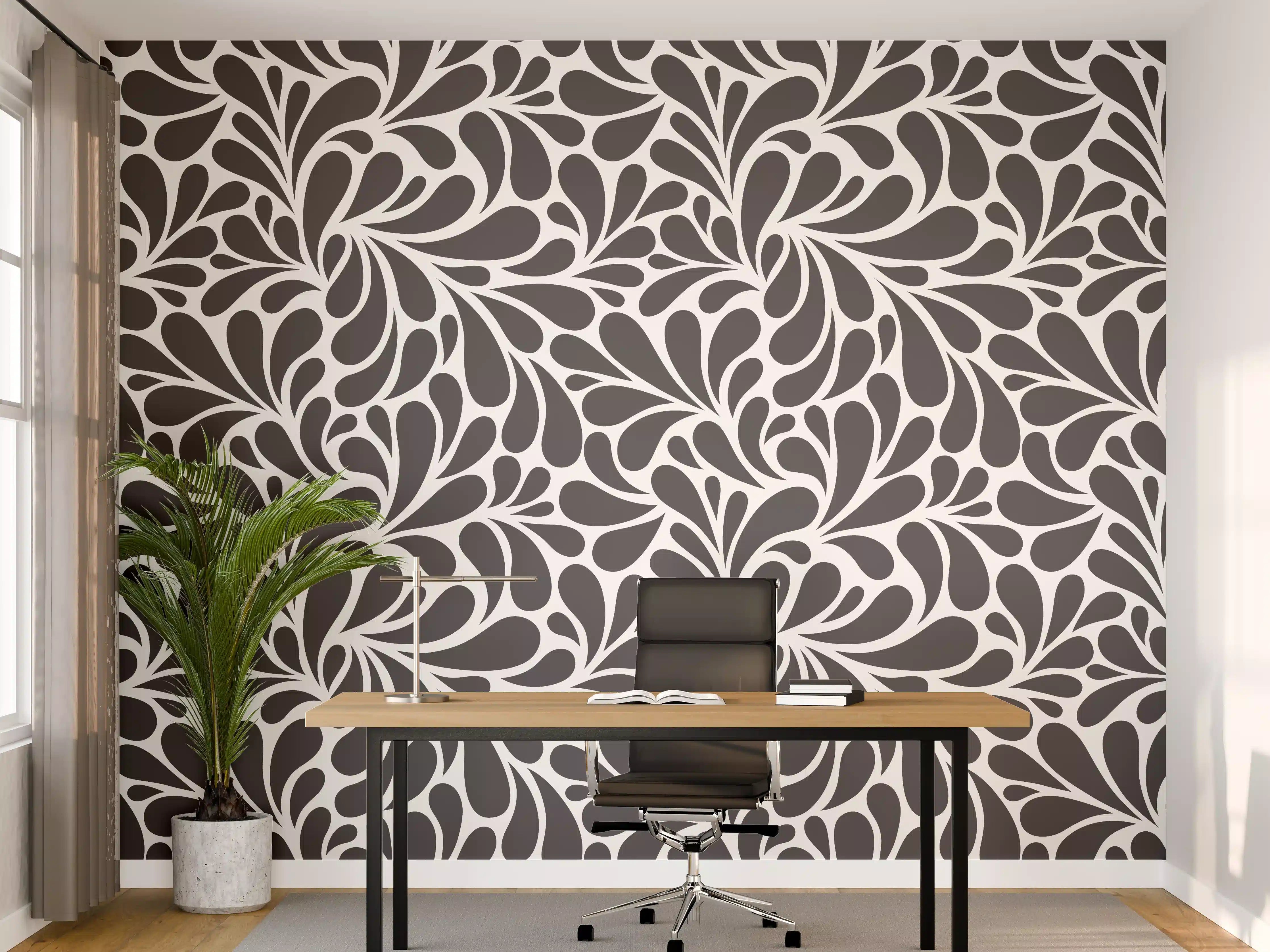 Büro Wandgestaltung - Dunkle Blumenmuster-Grafik