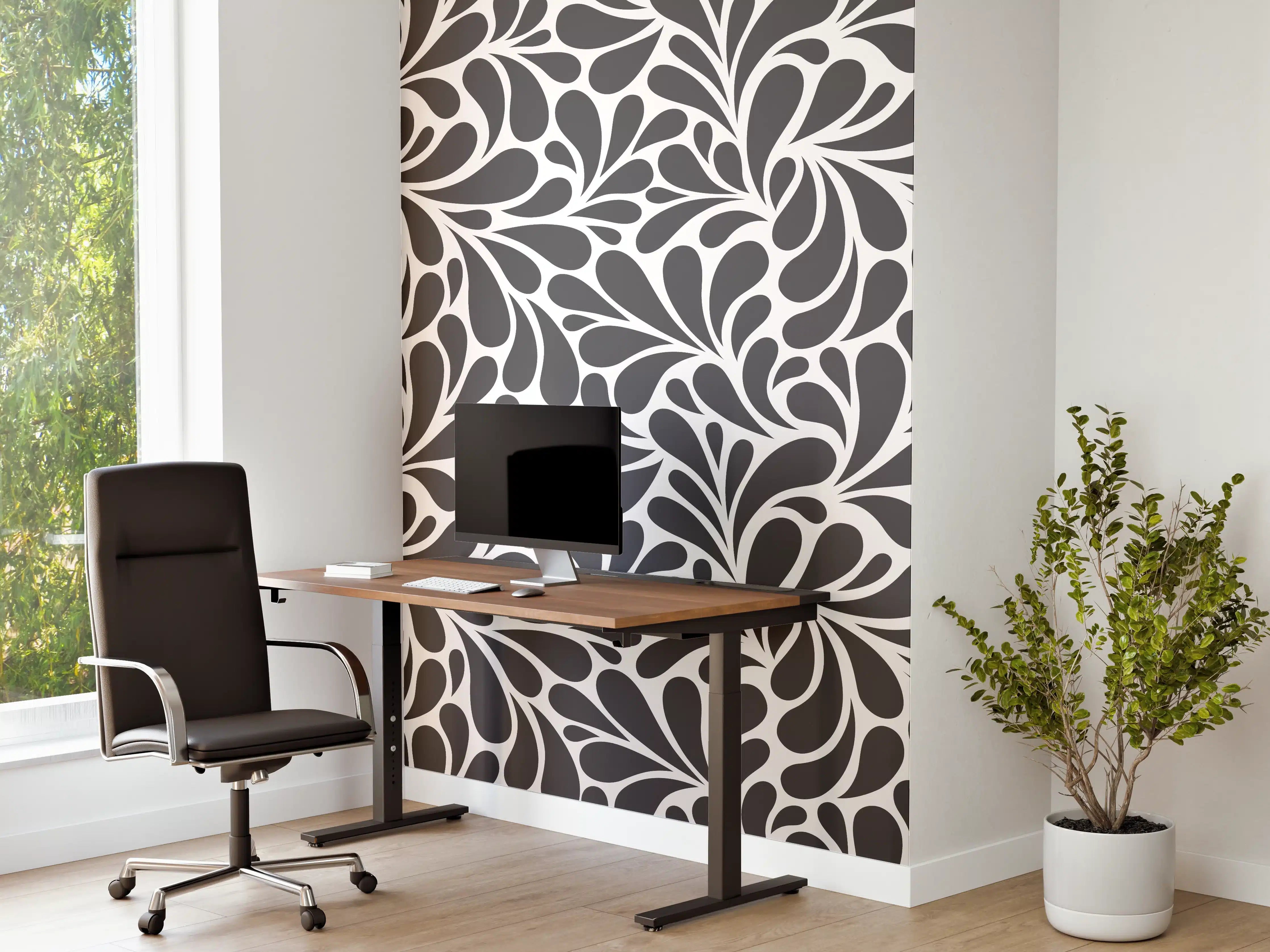 Büro Wandgestaltung - Dunkle Blumenmuster-Grafik