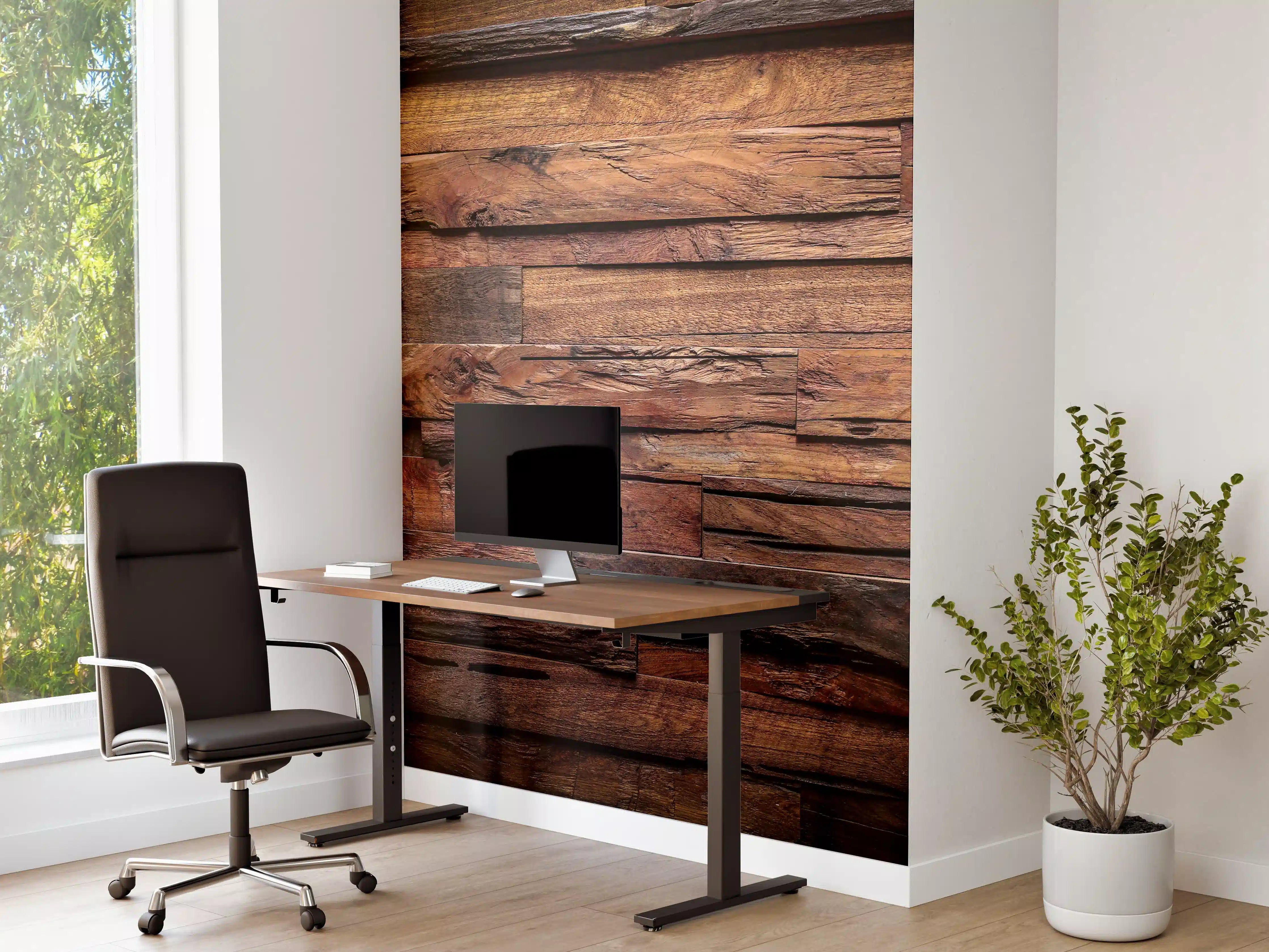 Büro Wandgestaltung - Dunkle Holztextur