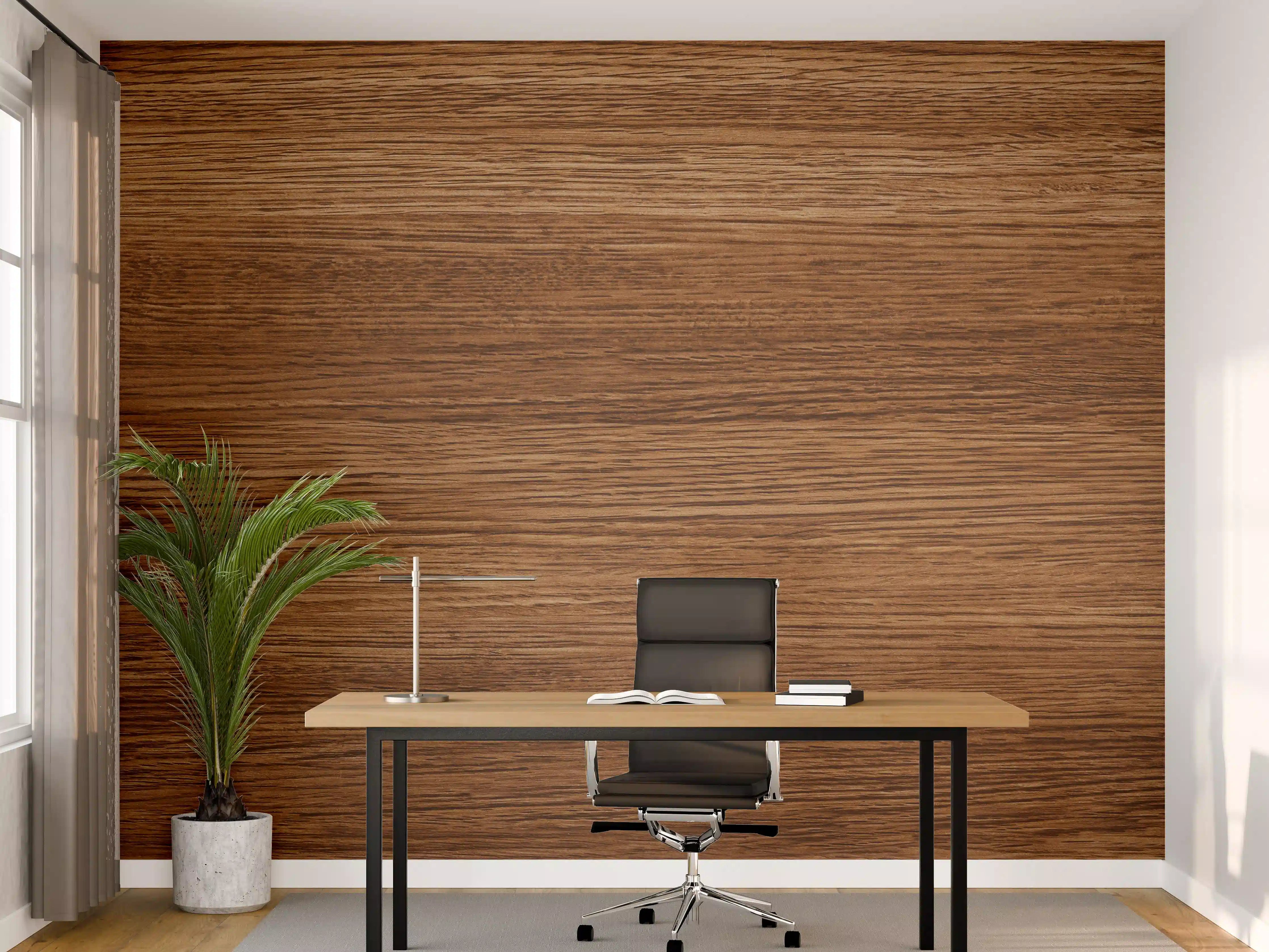 Büro Wandgestaltung - Dunkle Holzwand mit Streifenmuster