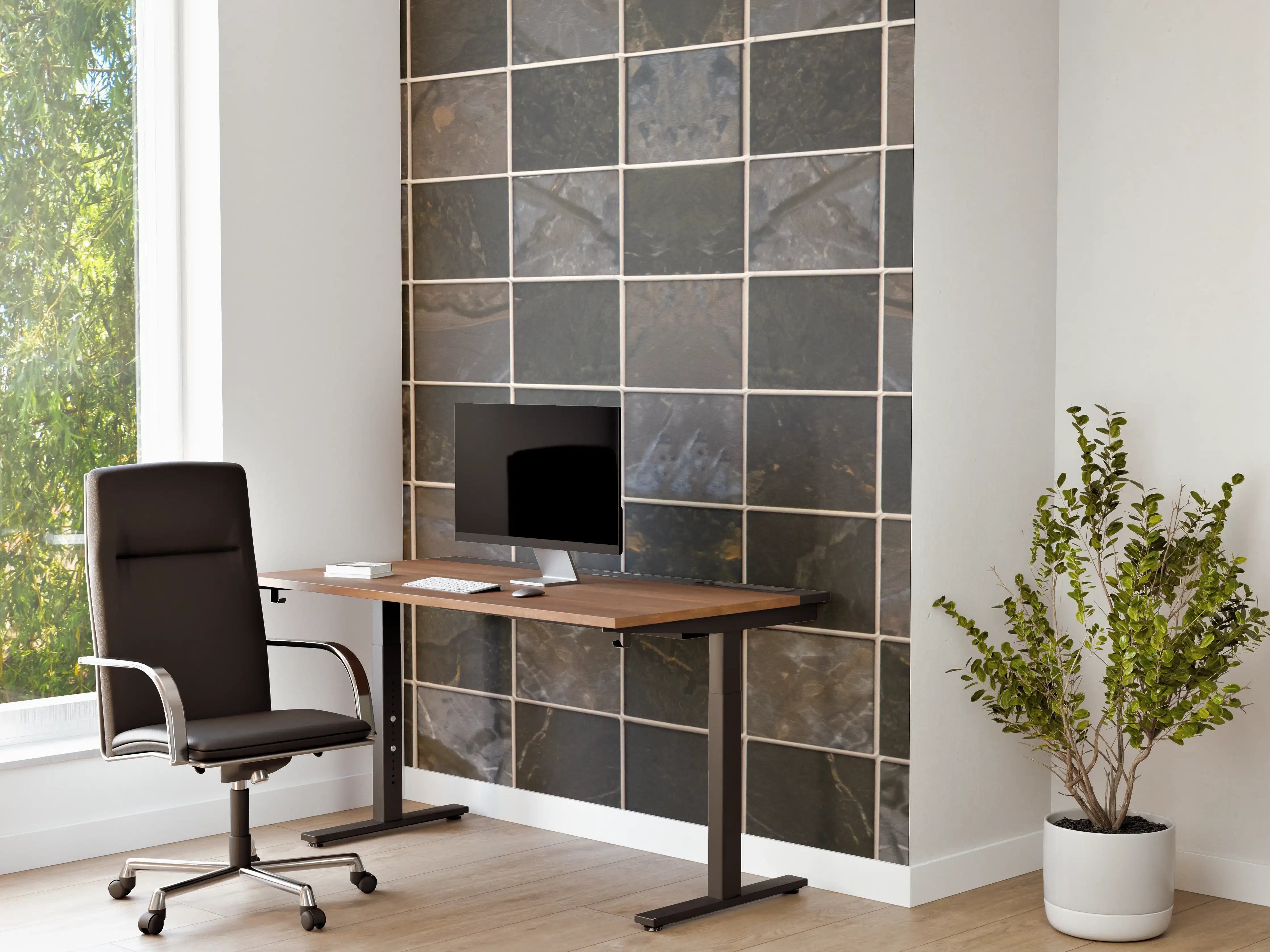 Büro Wandgestaltung - Dunkle Natursteinmosaikfliese