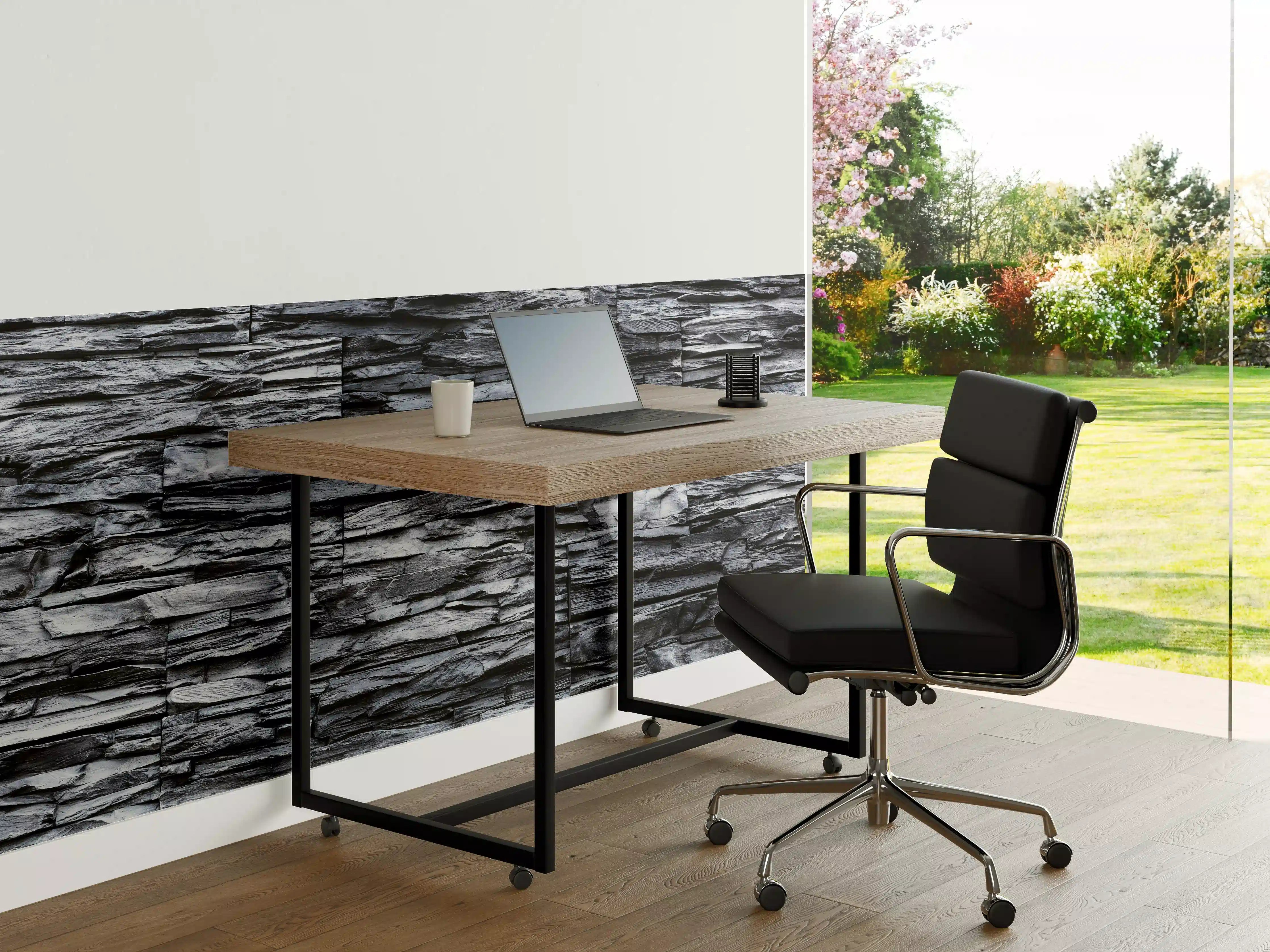 Büro Wandgestaltung - Dunkle Schiefersteinwand