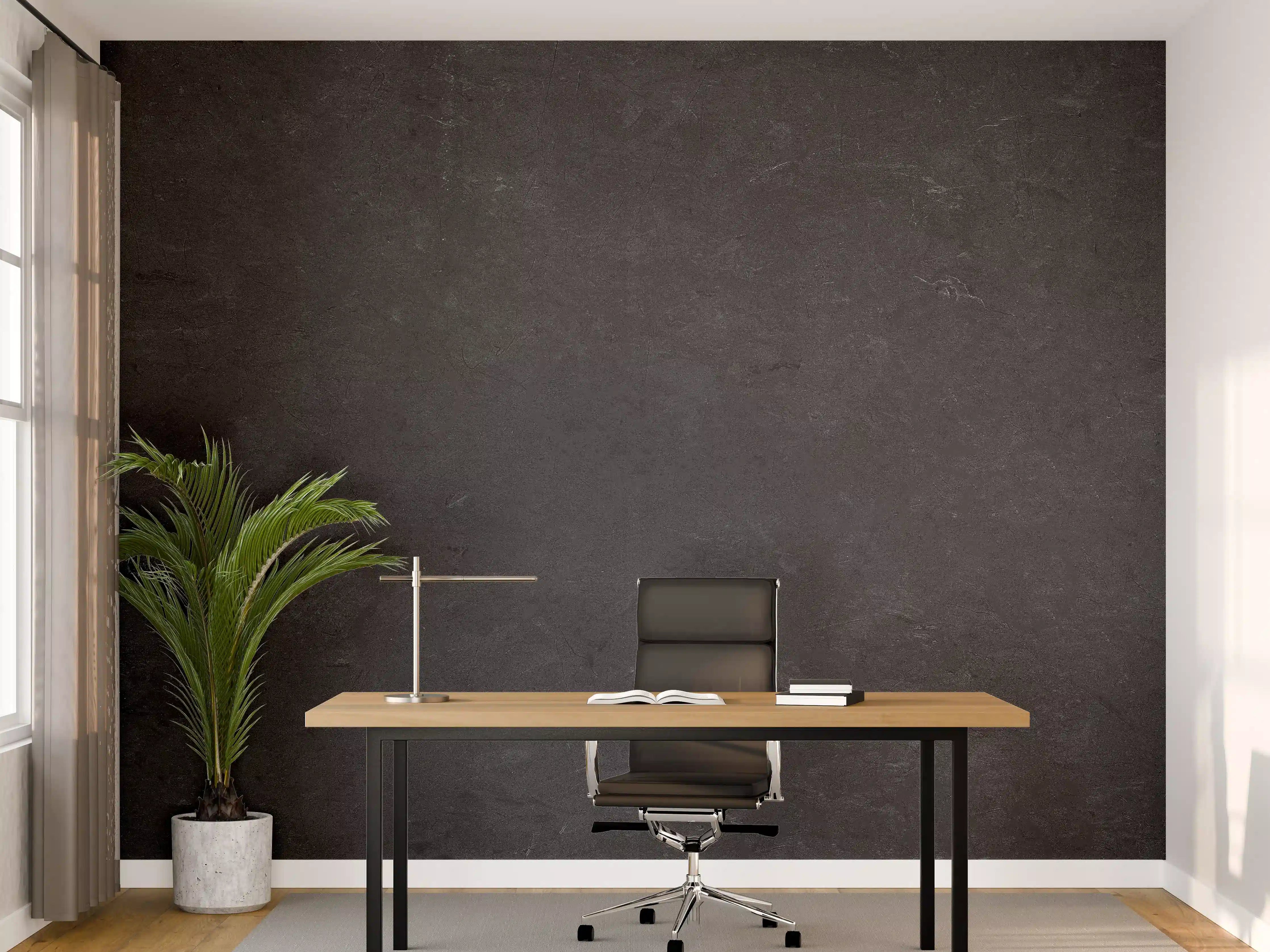 Büro Wandgestaltung - Dunkle Stein- oder Schieferwand