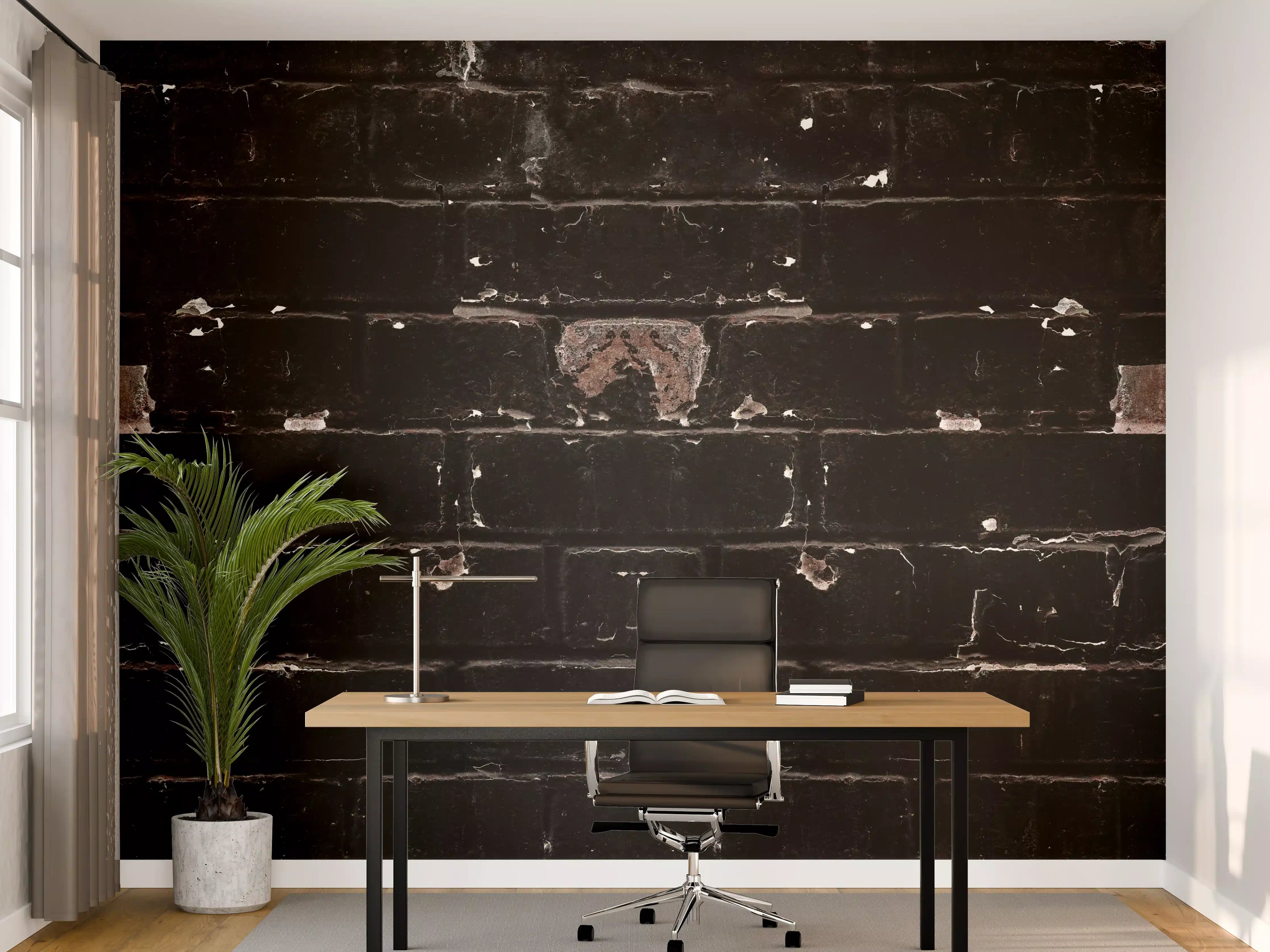Büro Wandgestaltung - Dunkle beschädigte Ziegelwand