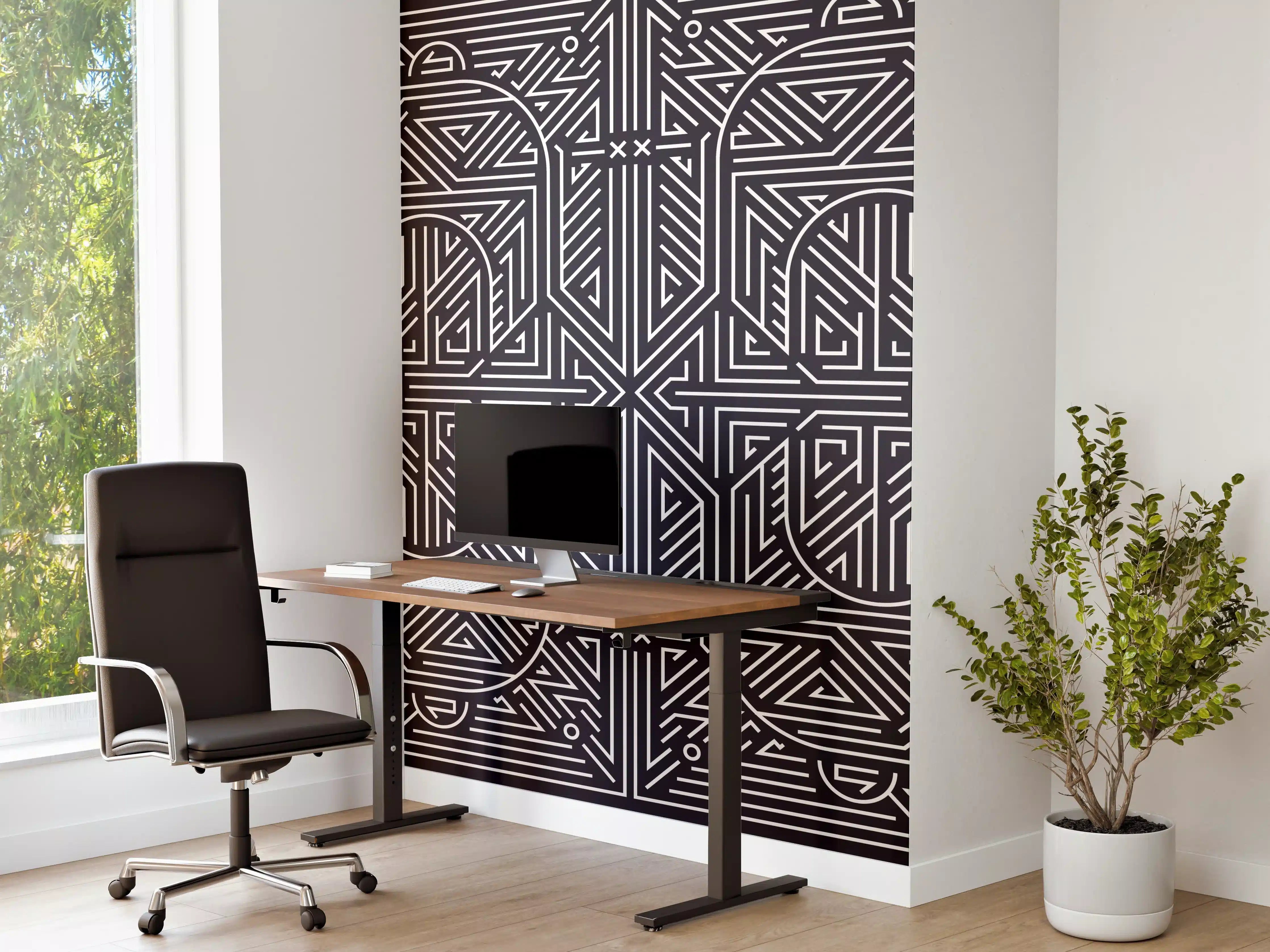 Büro Wandgestaltung - Dunkles geometrisches Muster in Grau