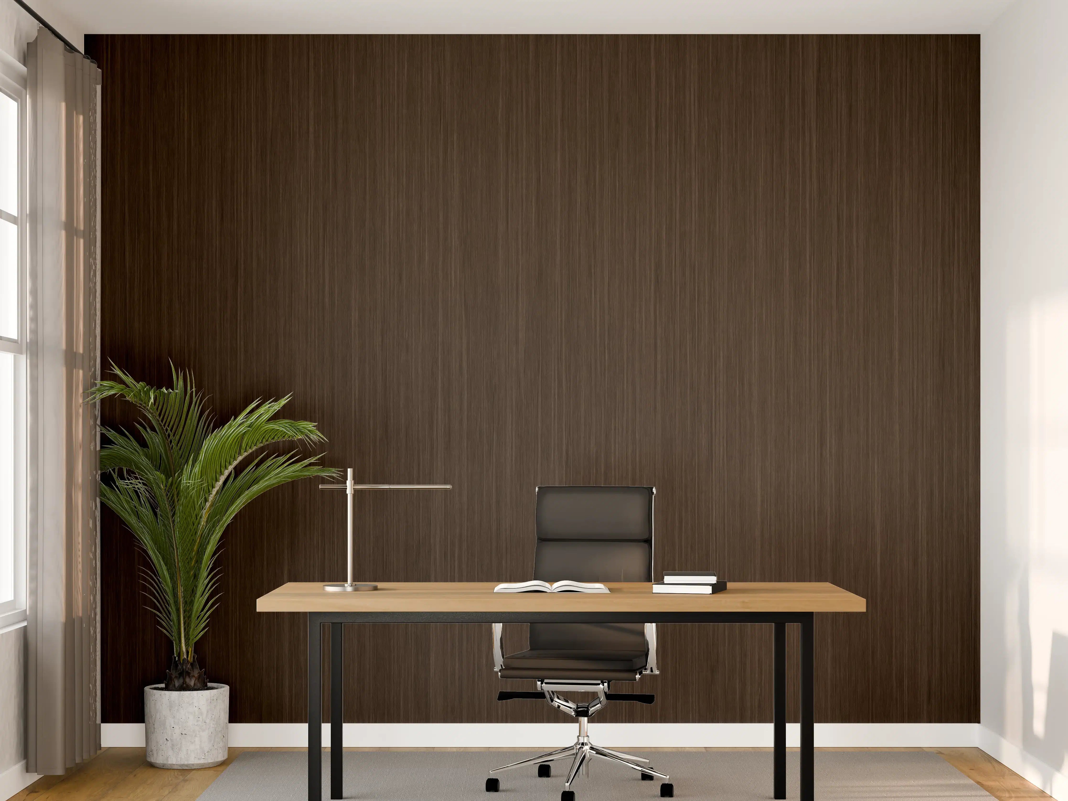 Büro Wandgestaltung - Dunkles strukturiertes Holz