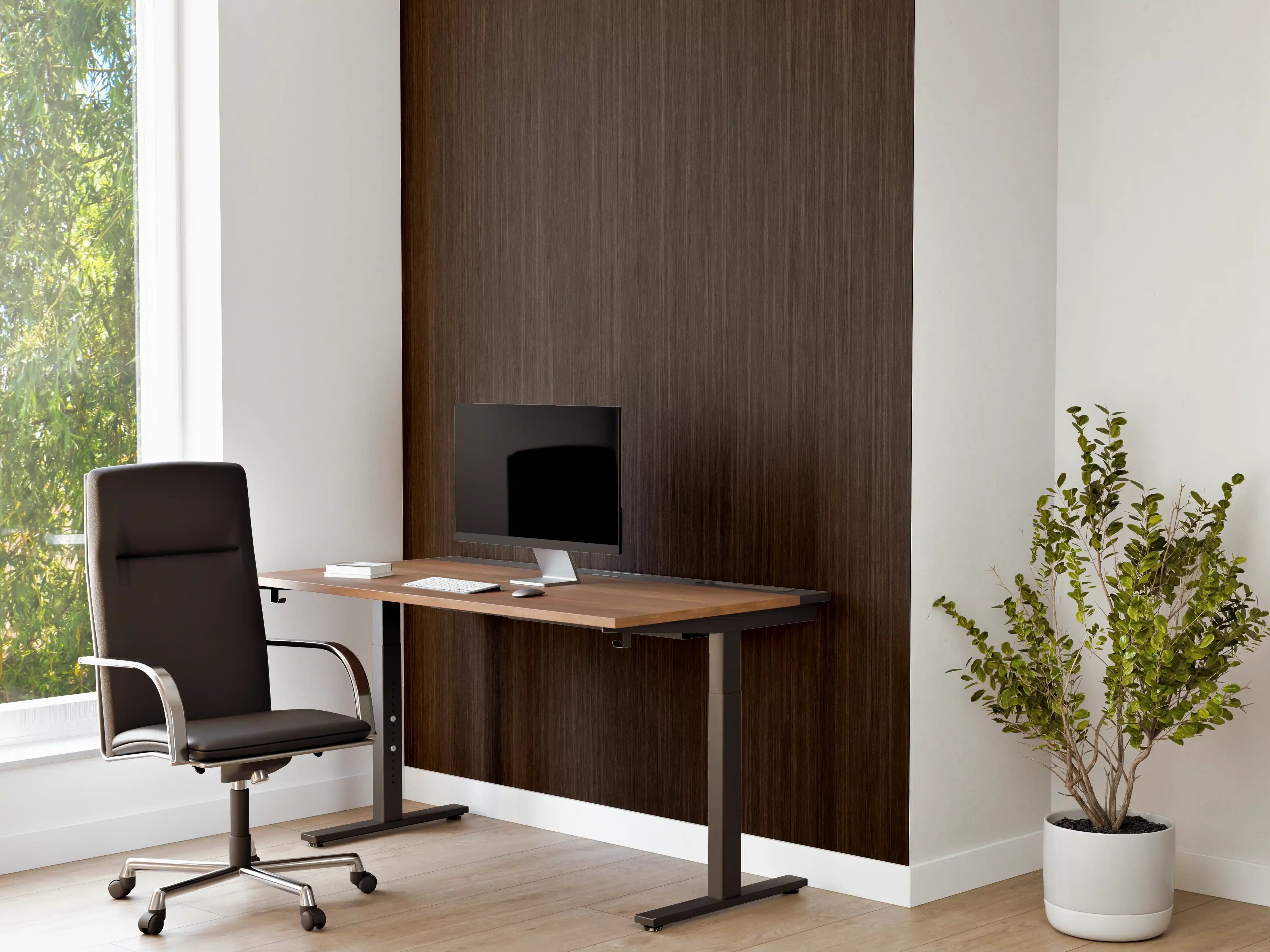 Büro Wandgestaltung - Dunkles strukturiertes Holz
