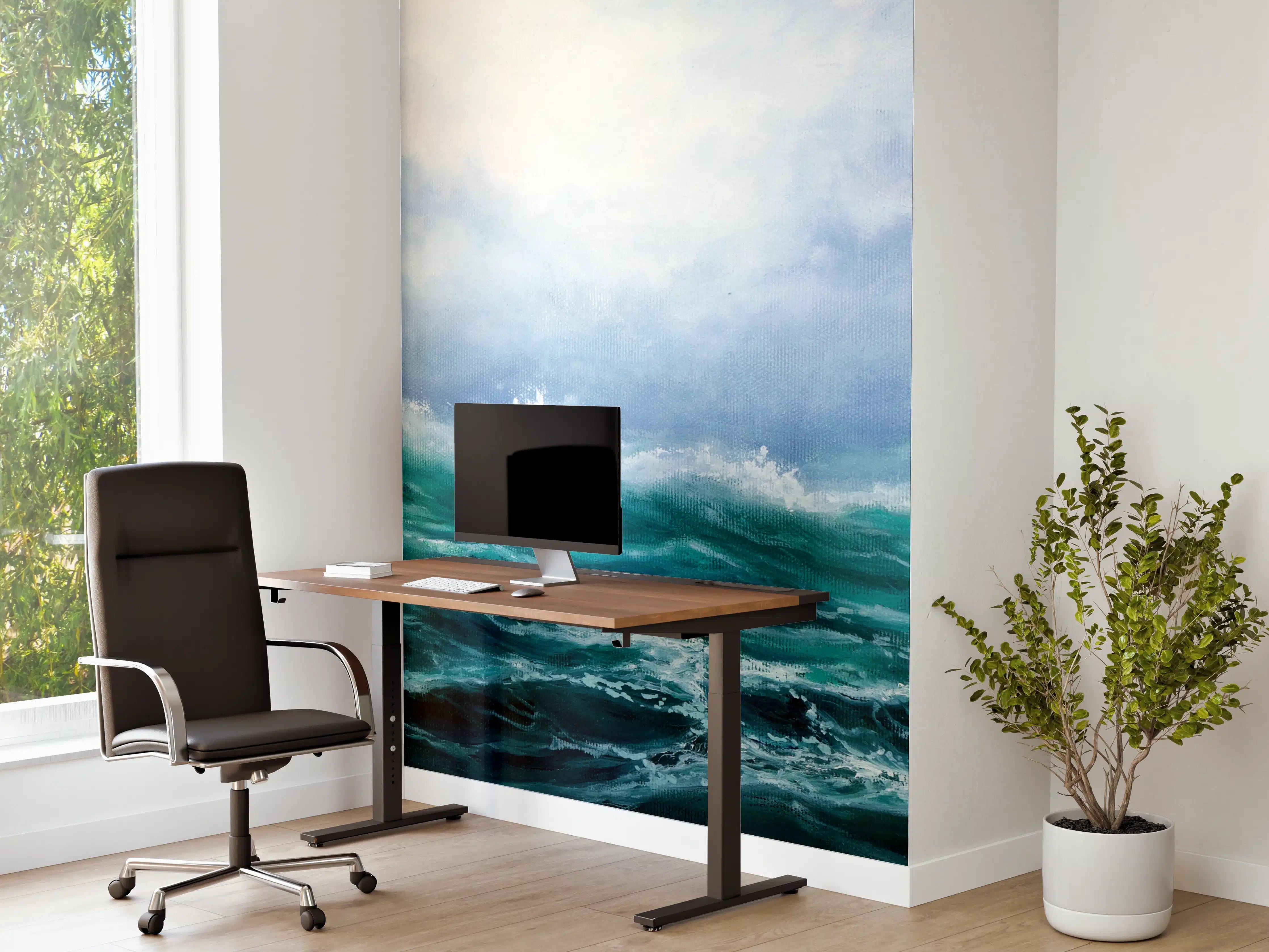 Büro Wandgestaltung - Dynamische Meereswellen unter Himmel