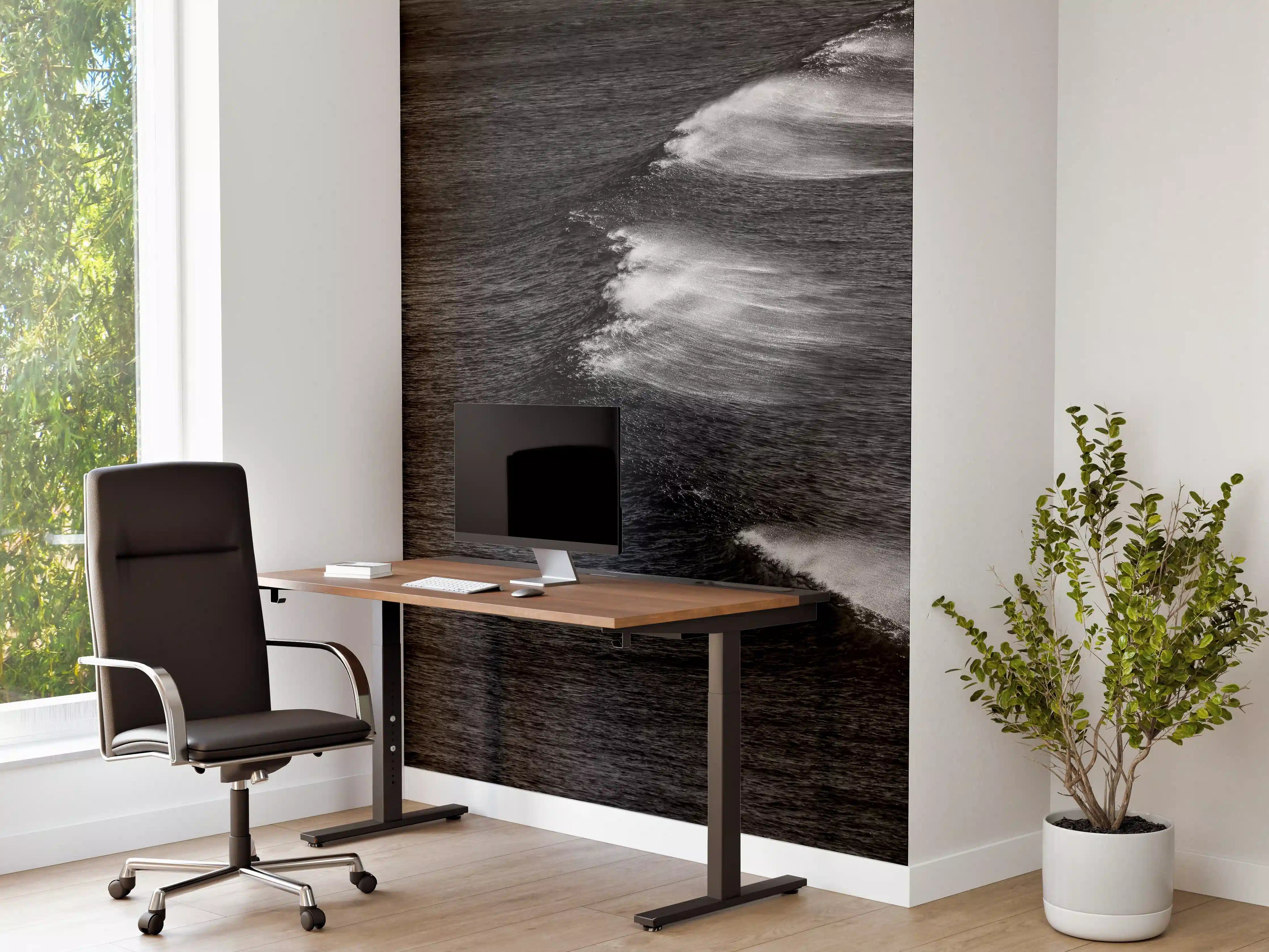 Büro Wandgestaltung - Dynamische Meerwellen Monochrom
