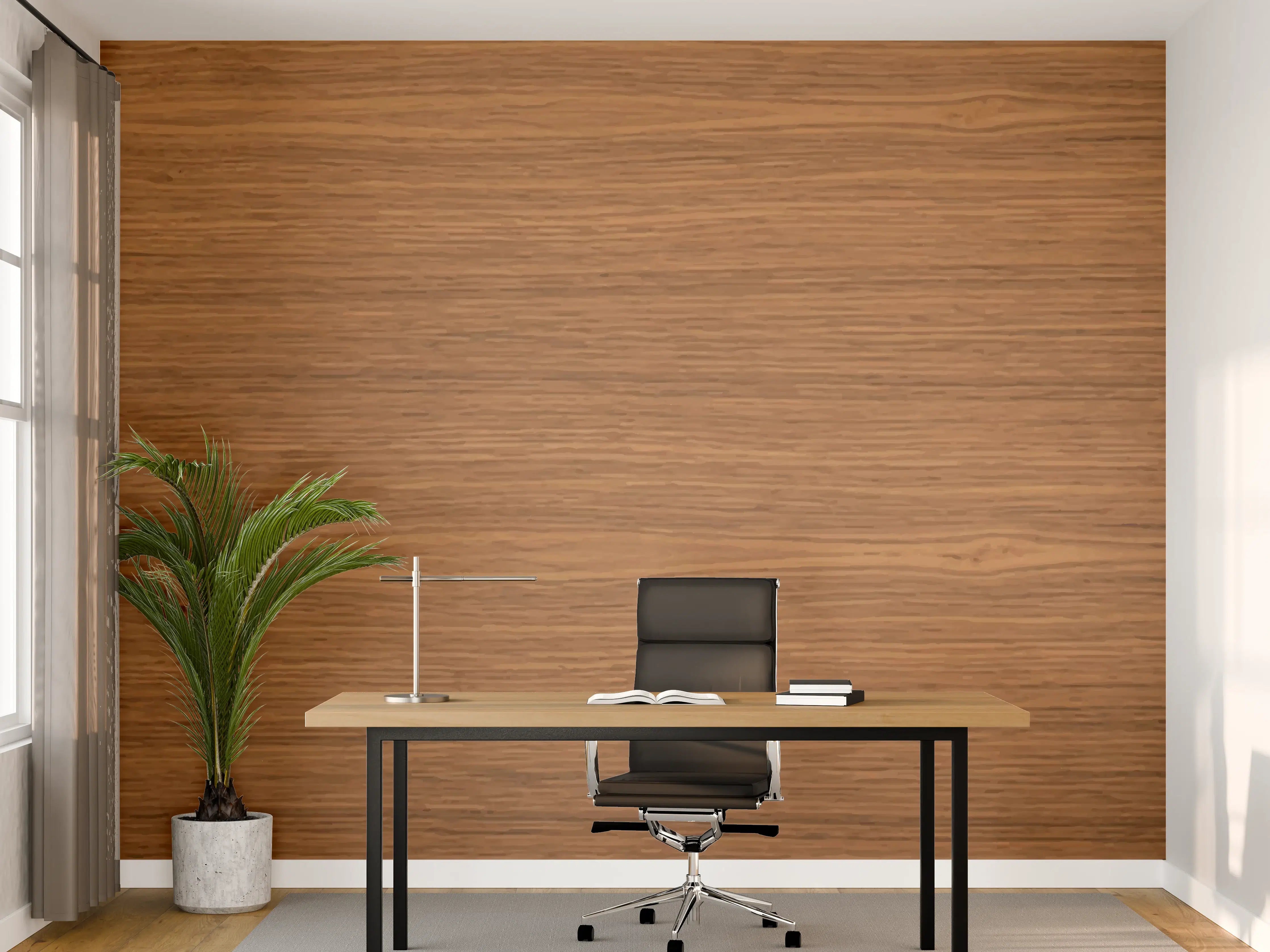 Büro Wandgestaltung - Edle Braun-Holztextur