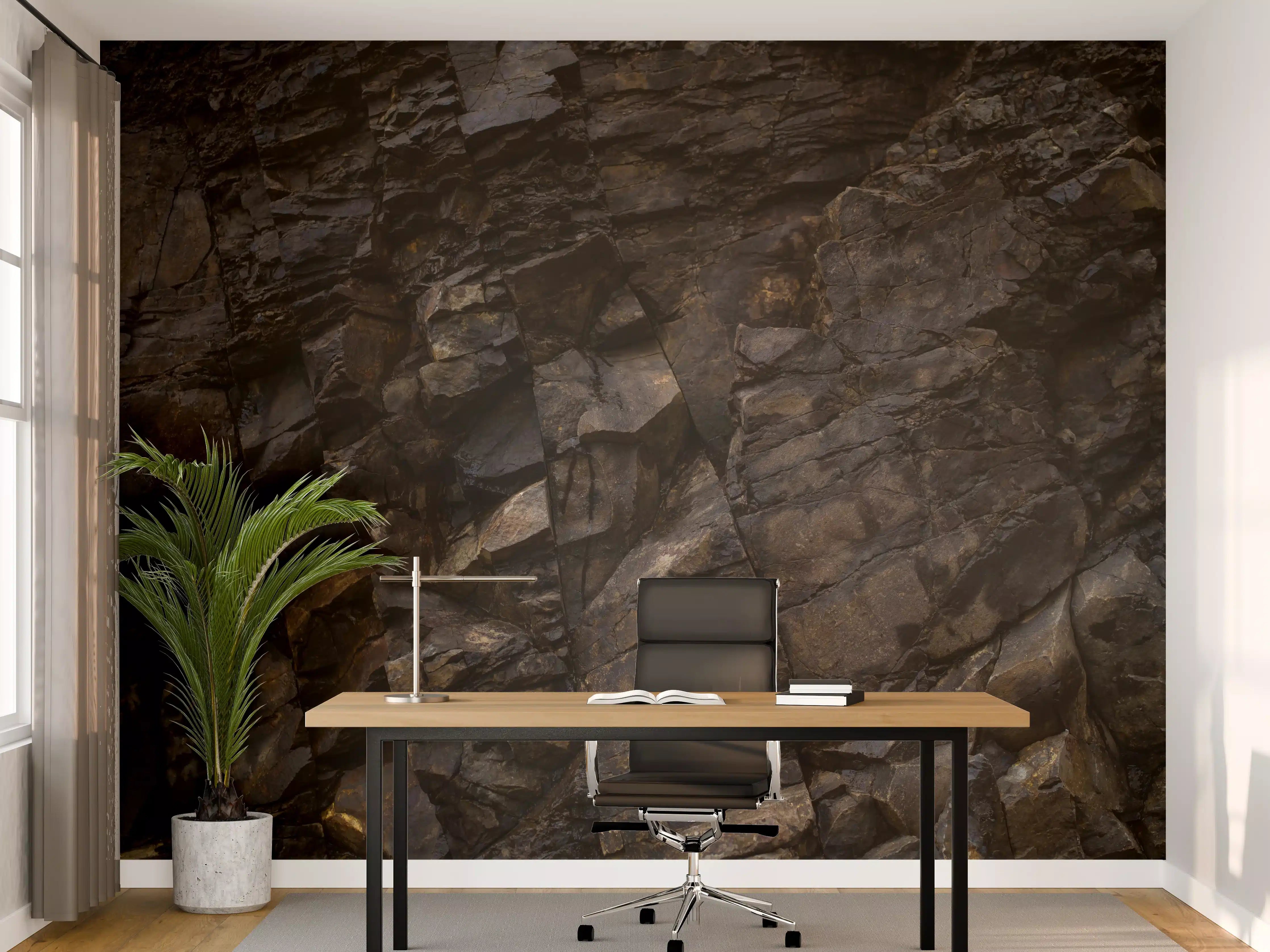 Büro Wandgestaltung - Edle Dunkle Steintextur