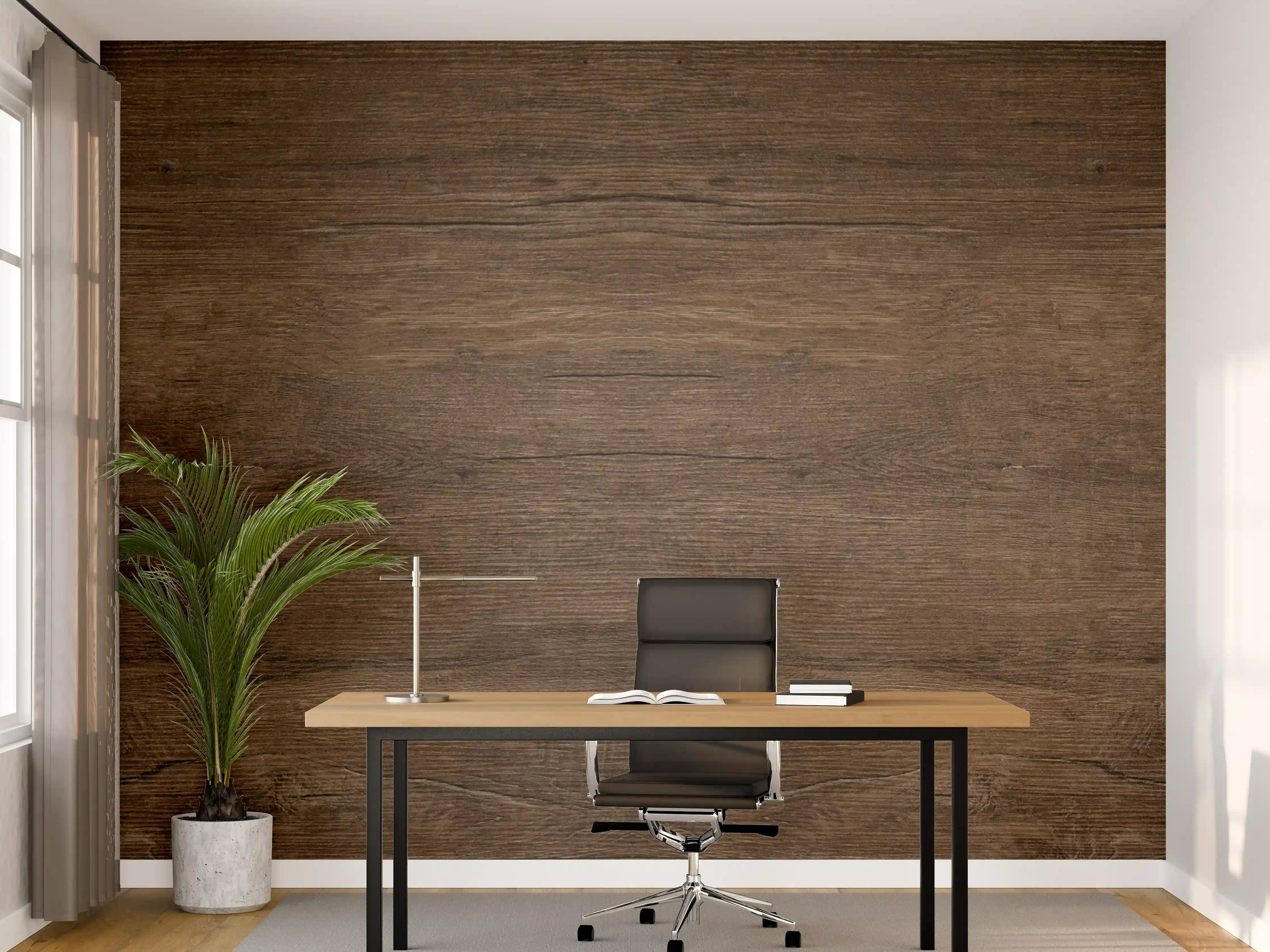Büro Wandgestaltung - Edle Grautöne auf hellem Holz