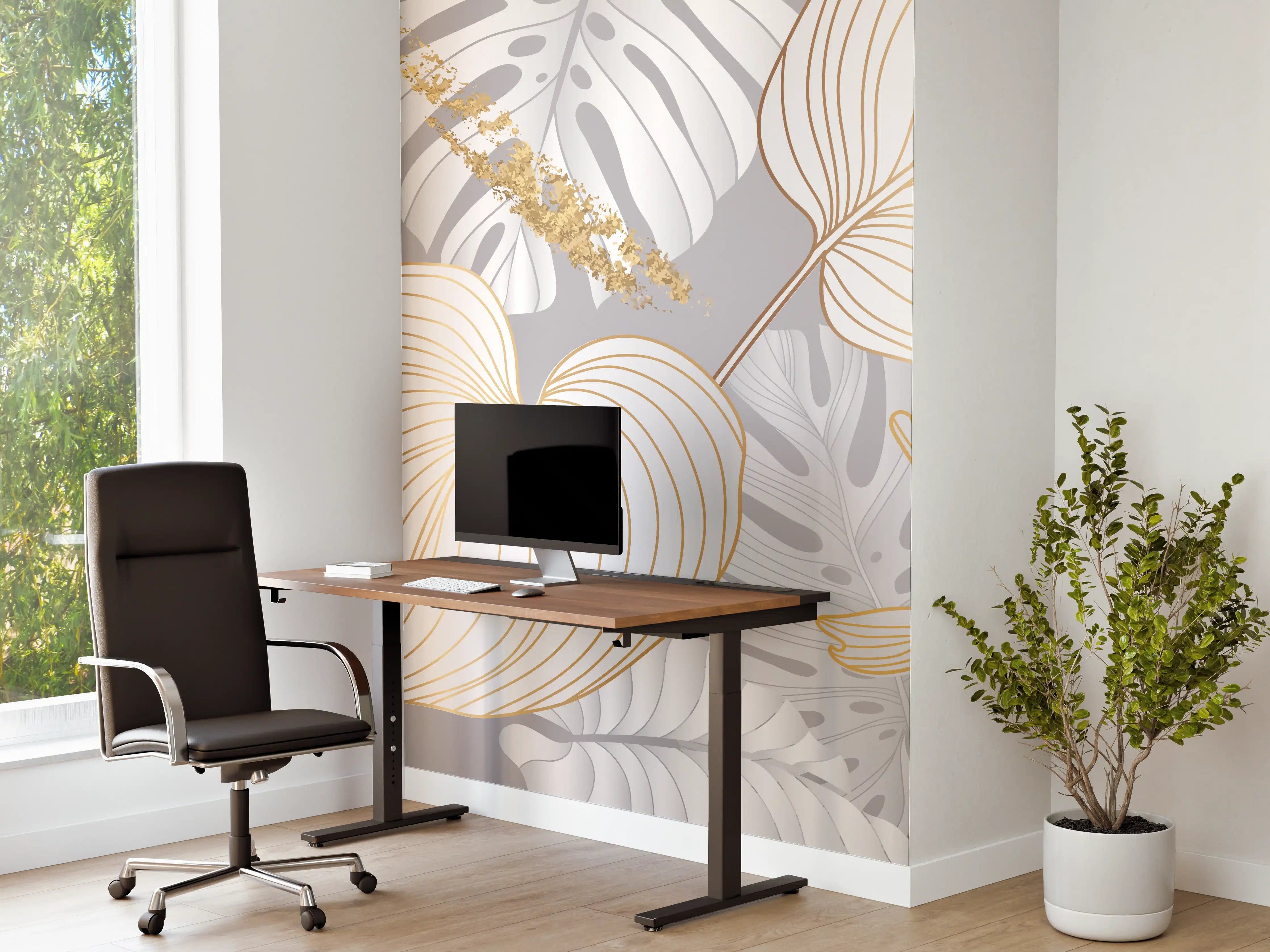 Büro Wandgestaltung - Edles Gold-Blatt-Design