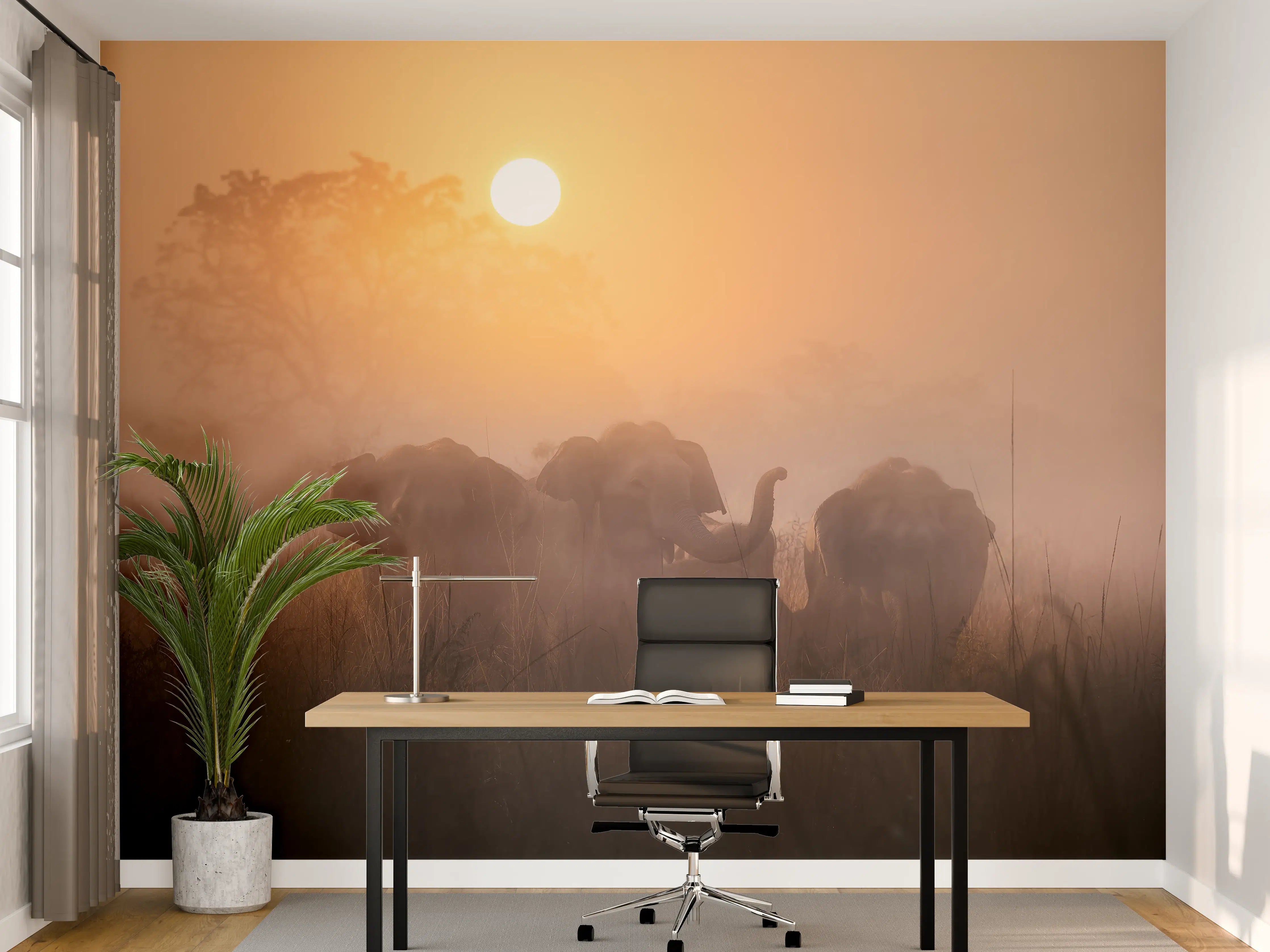 Büro Wandgestaltung - Elefanten bei Morgengrauen