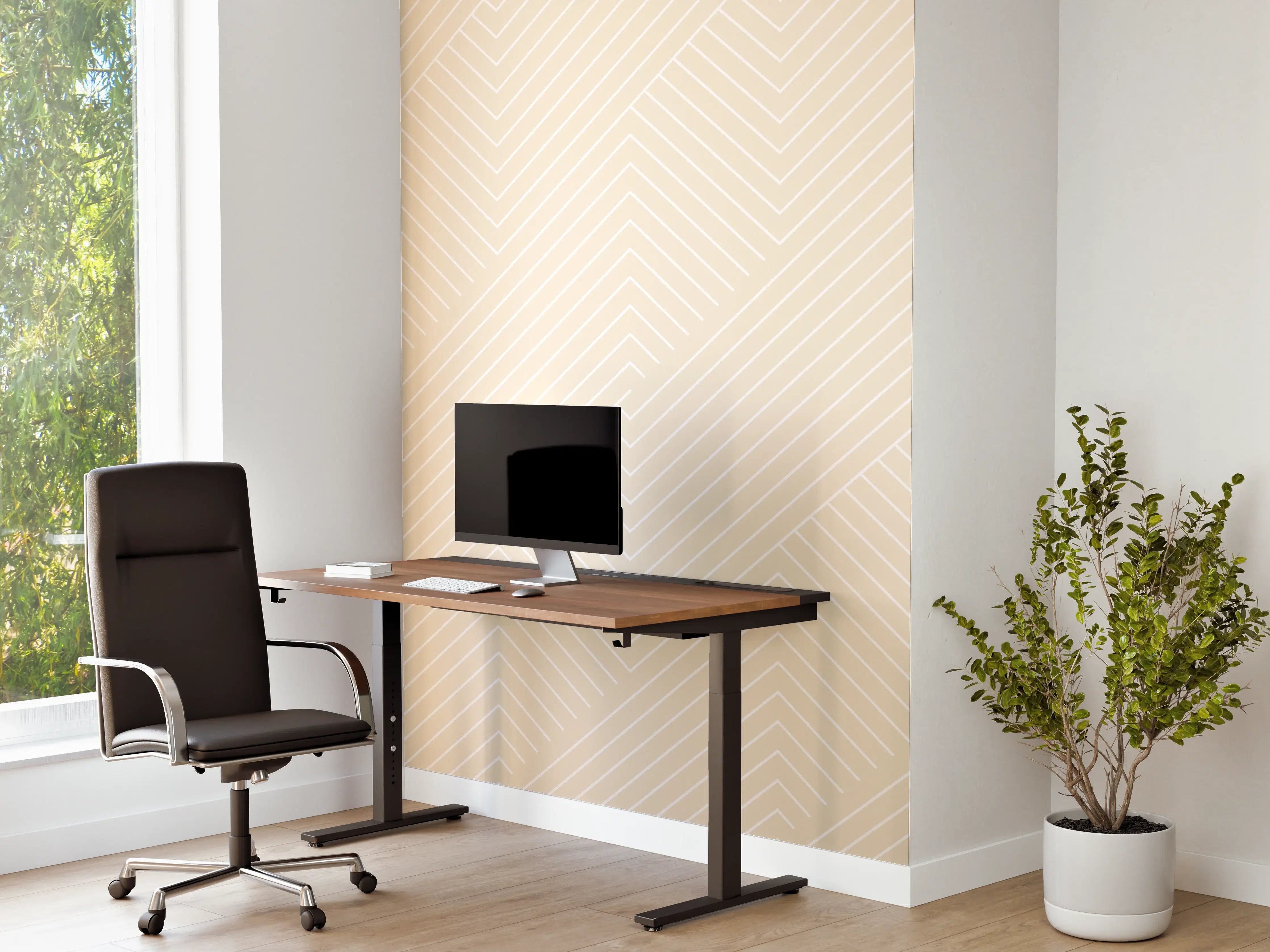 Büro Wandgestaltung - Elegant geometrische Crema-Textur