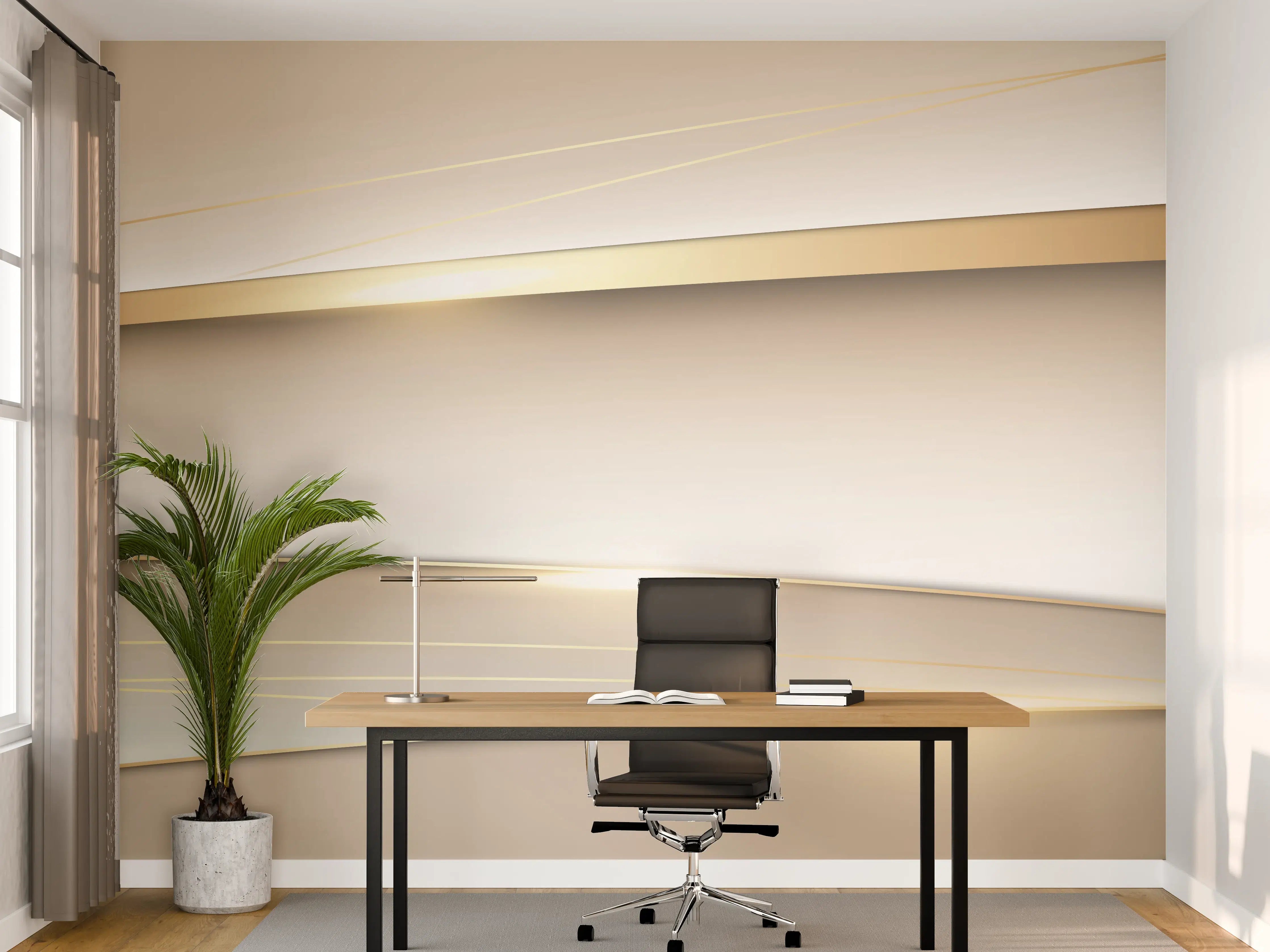 Büro Wandgestaltung - Elegante Abstrakte Goldweiß Design