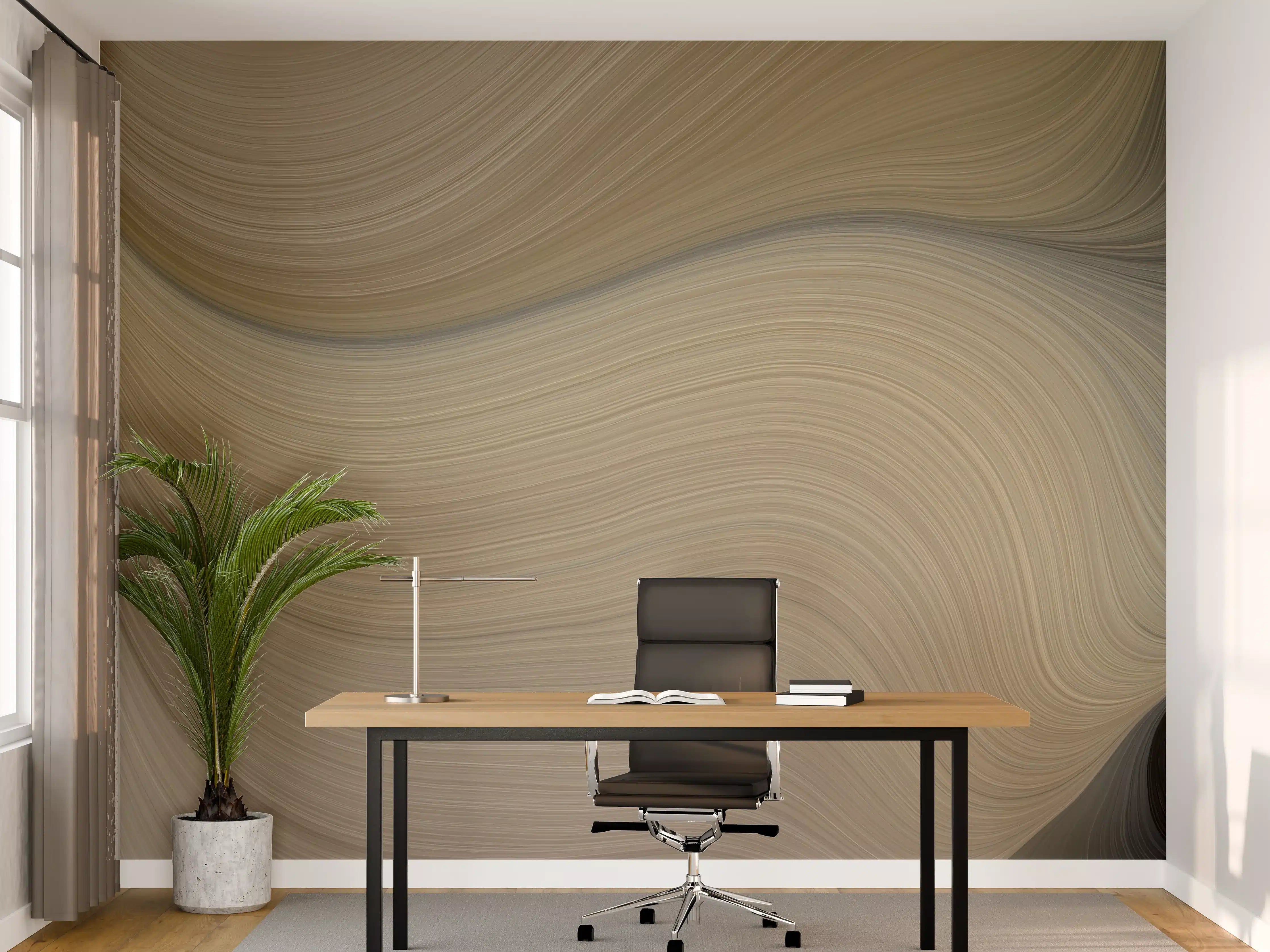 Büro Wandgestaltung - Elegante Beige-Schwarz-Wellenstruktur