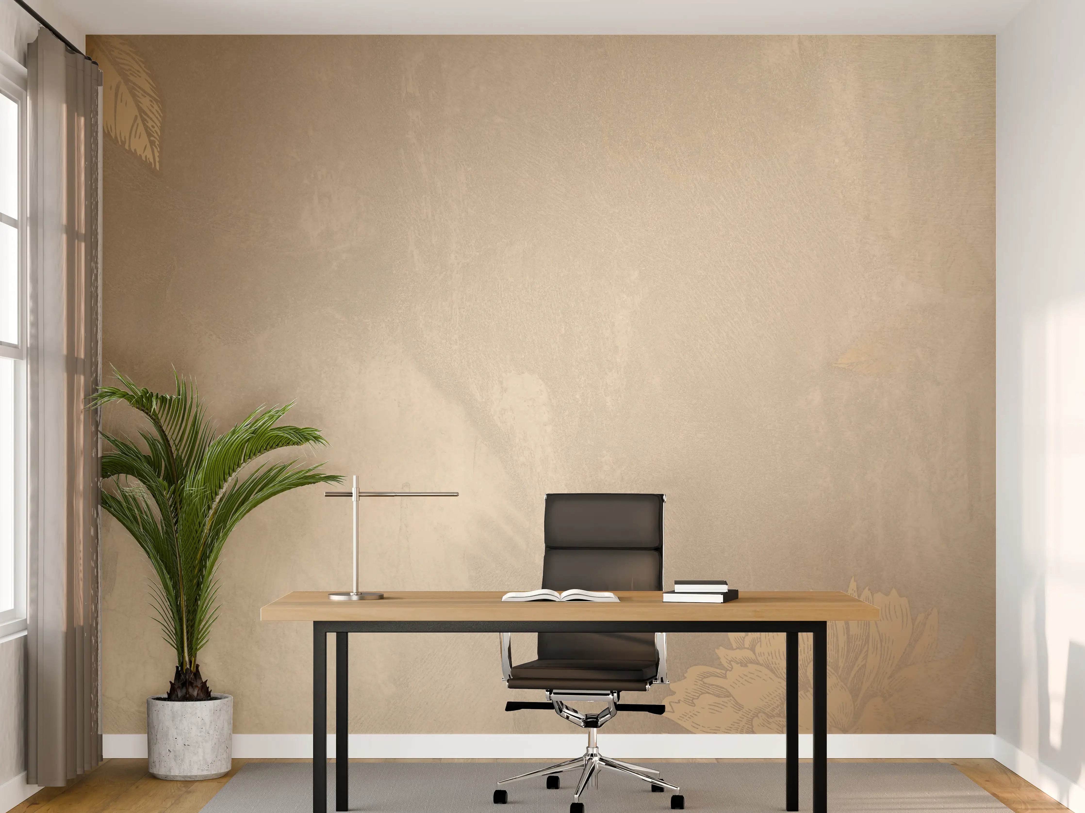 Büro Wandgestaltung - Elegante Gold- und Beigetöne Wandgestaltung