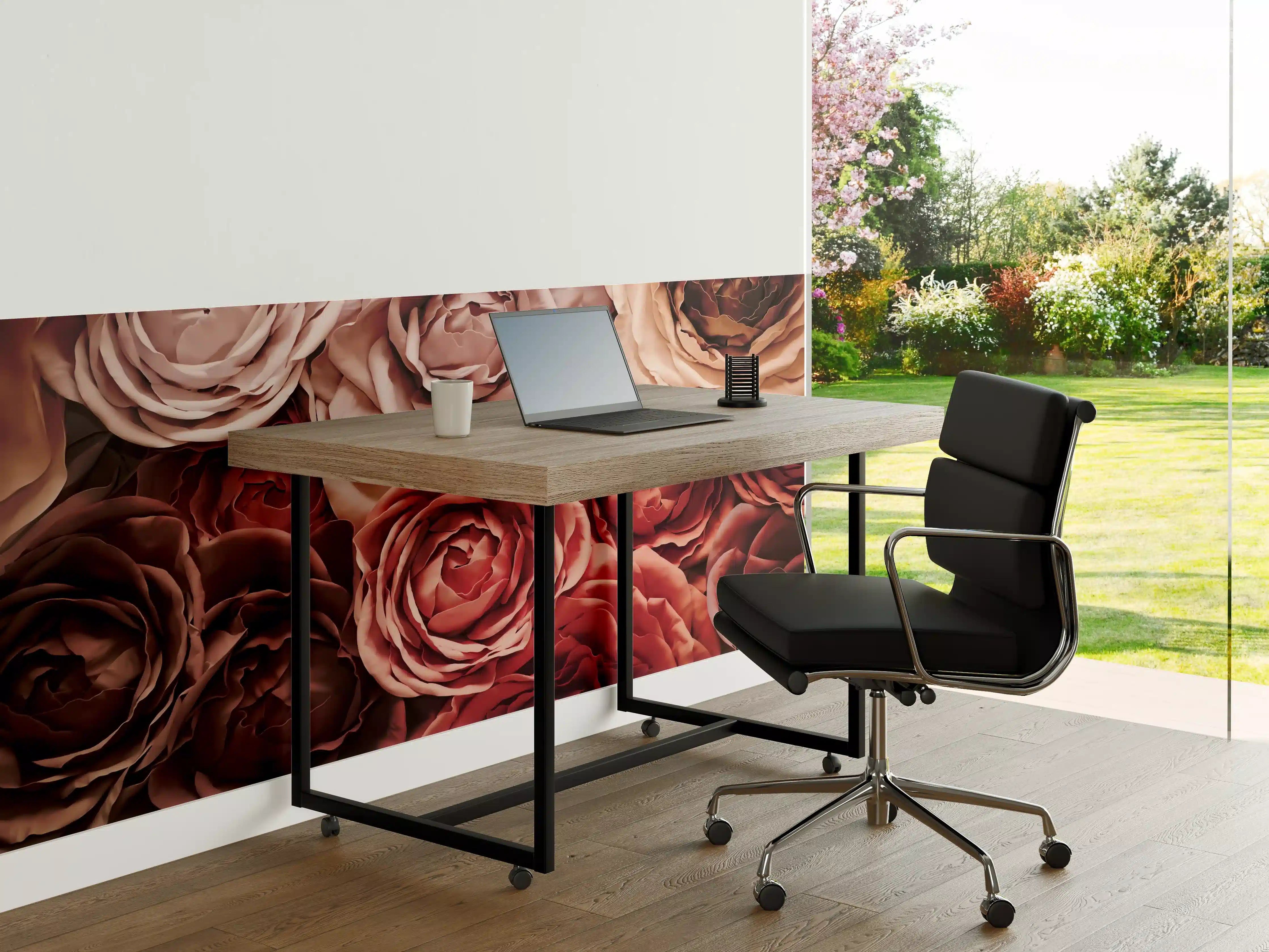 Büro Wandgestaltung - Elegante Grautöne und warme Rosen