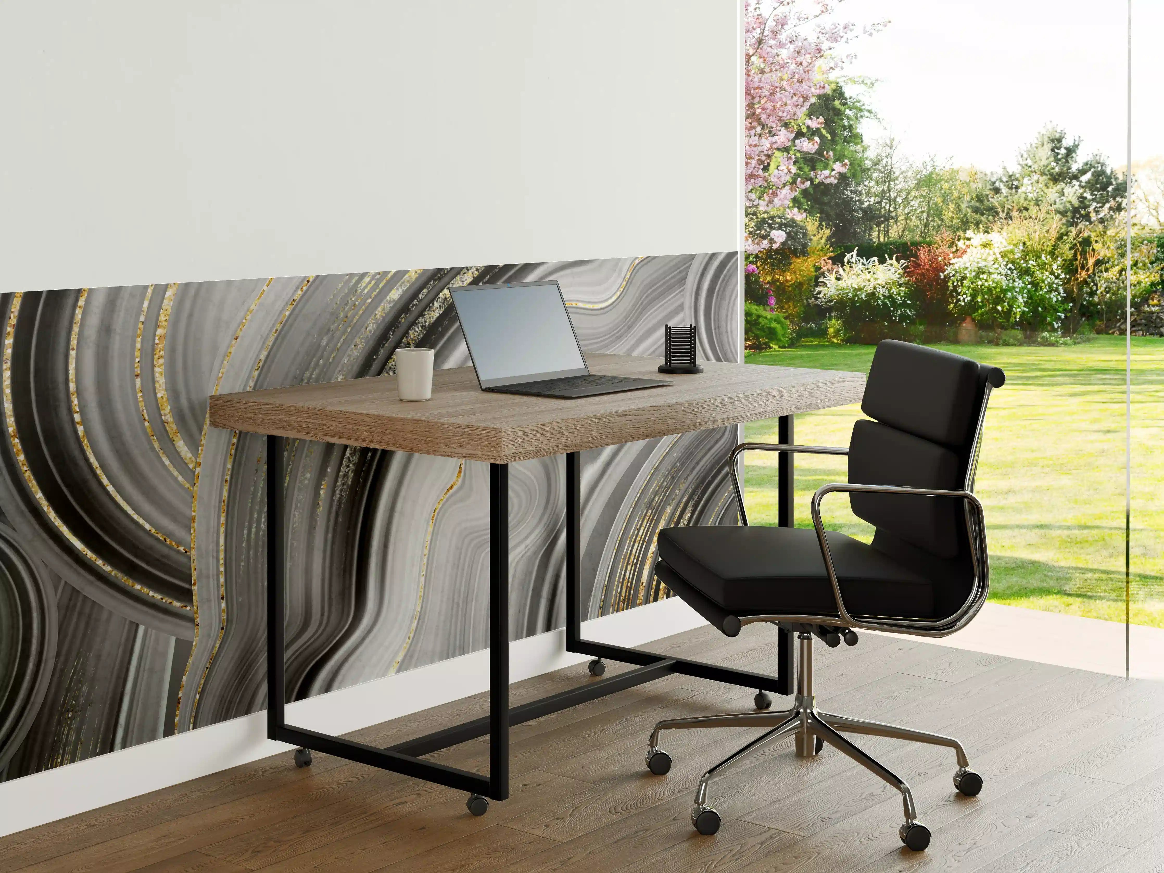Büro Wandgestaltung - Elegante Schwarz-Gold-Marmorstruktur