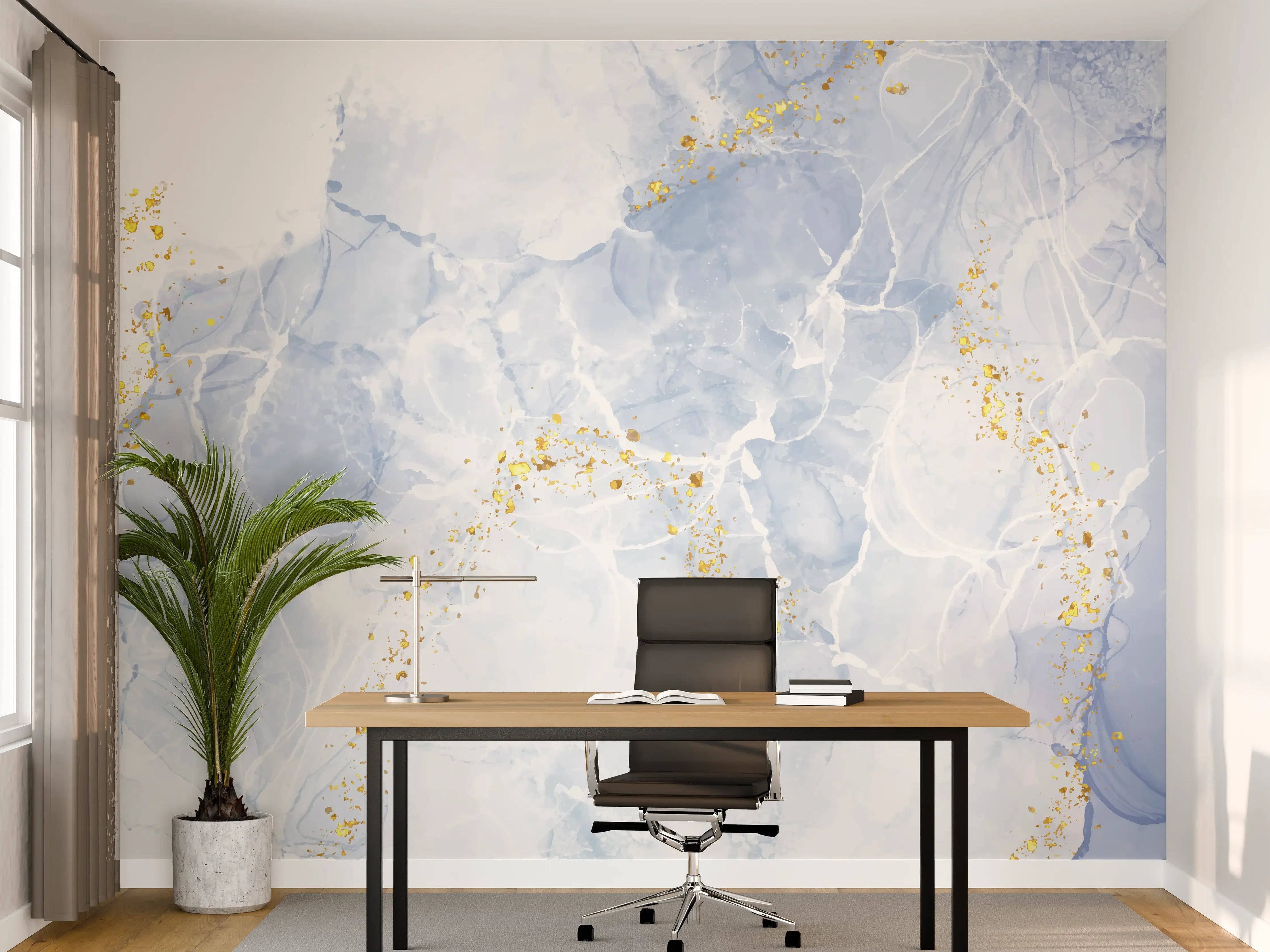 Büro Wandgestaltung - Elegante Weiß-Goldene Glitzer Textur